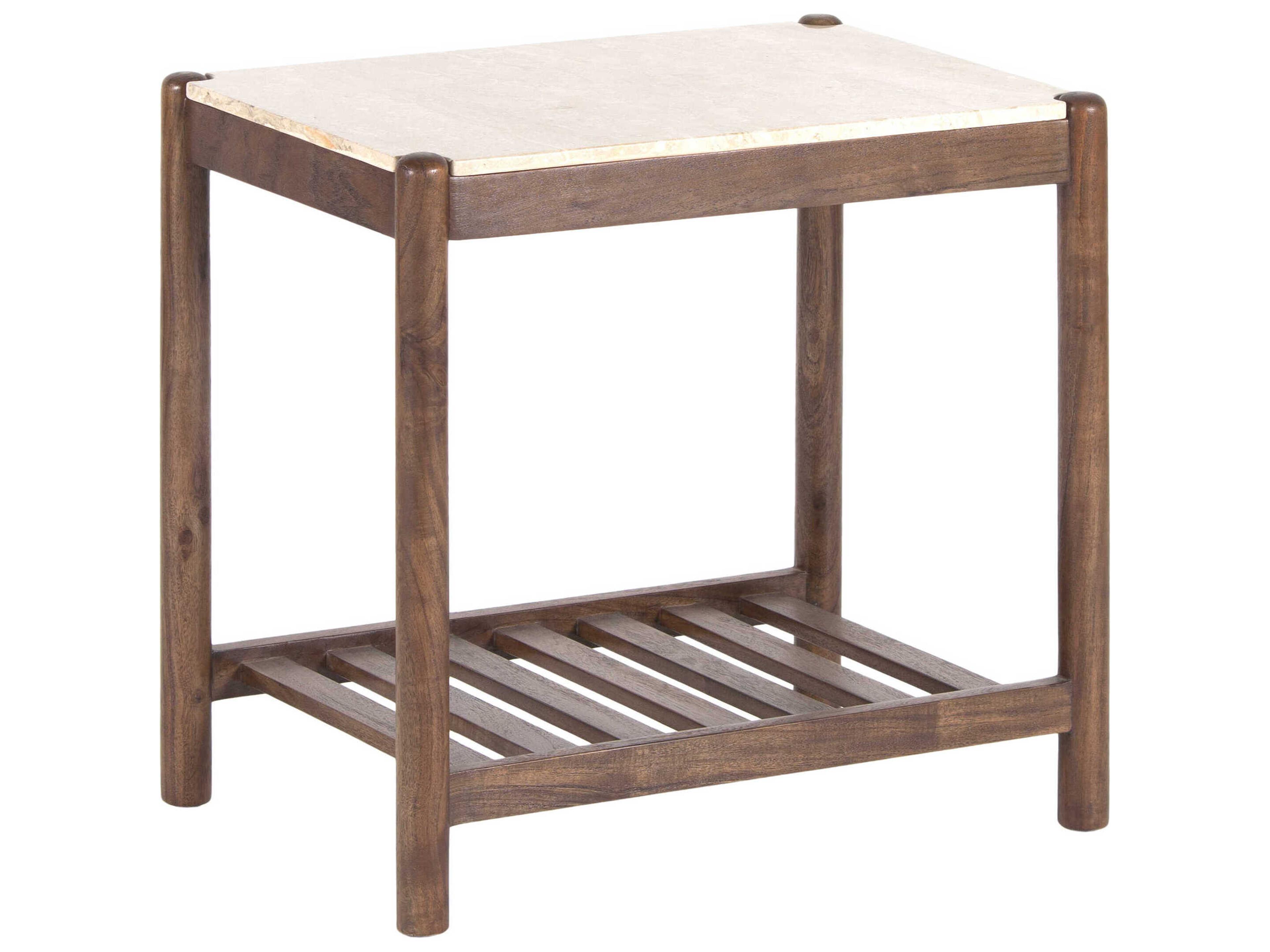 Surya Guapa Rectangular Marble Cream Brown End Table