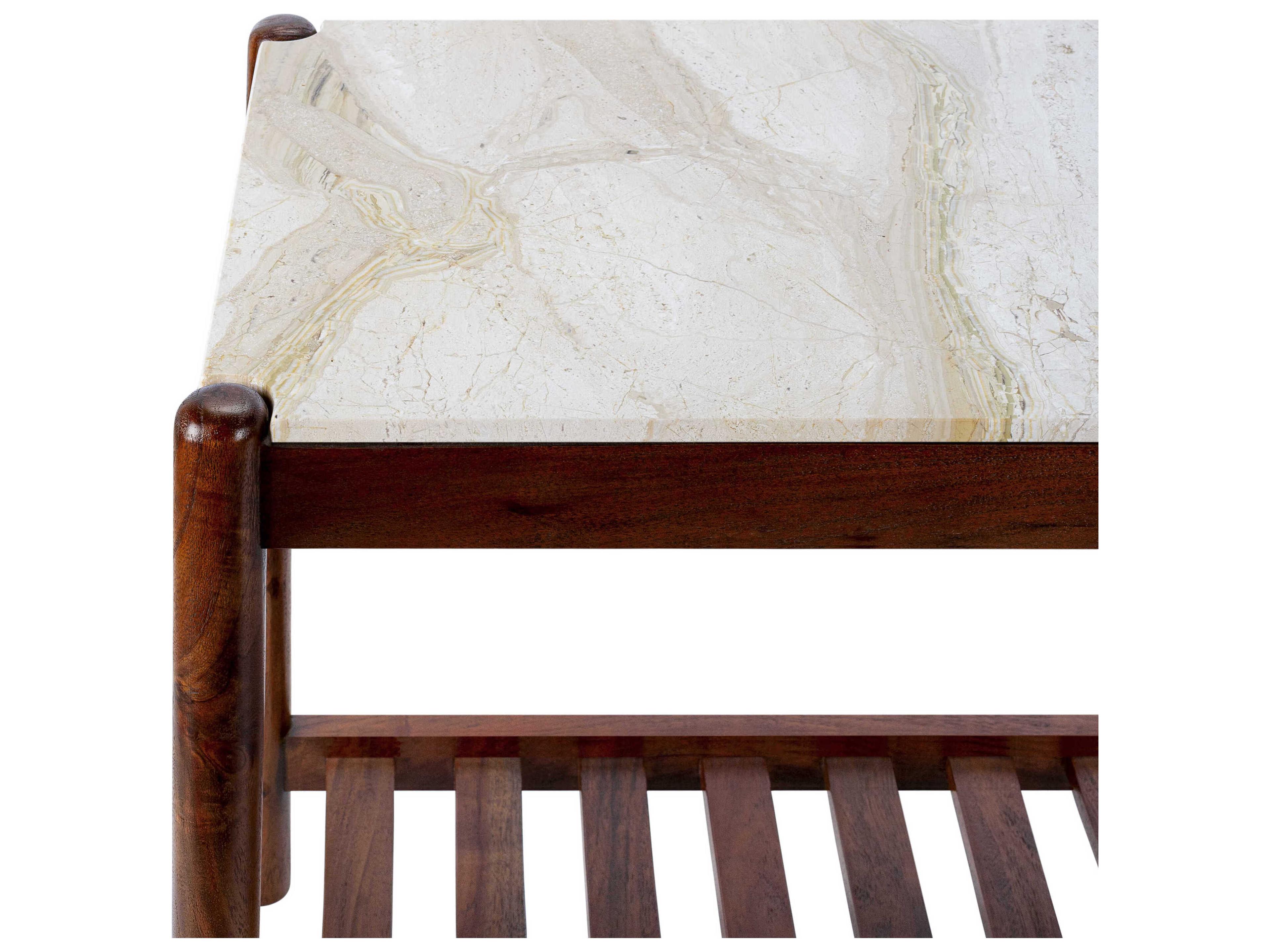 Surya Guapa Rectangular Marble Cream Brown End Table