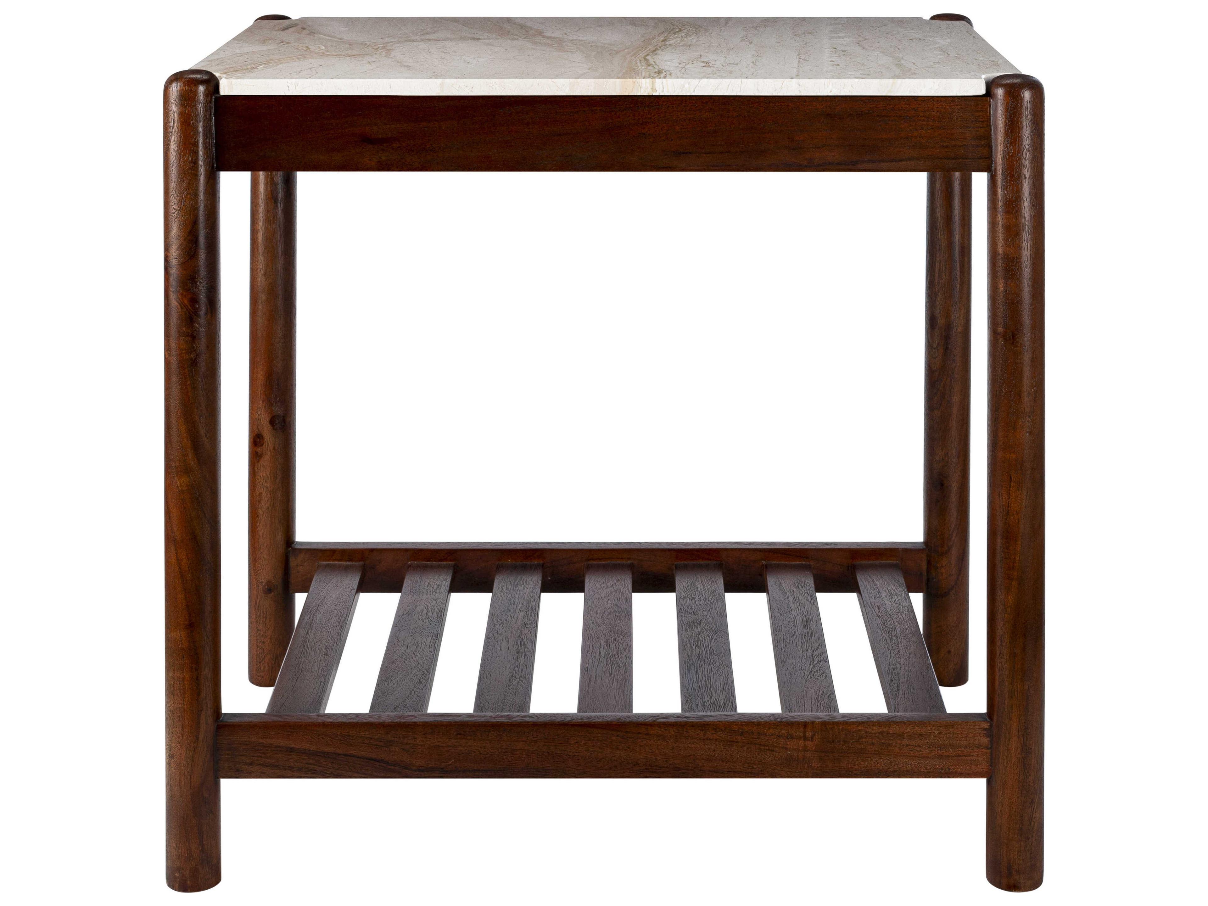 Surya Guapa Rectangular Marble Cream Brown End Table