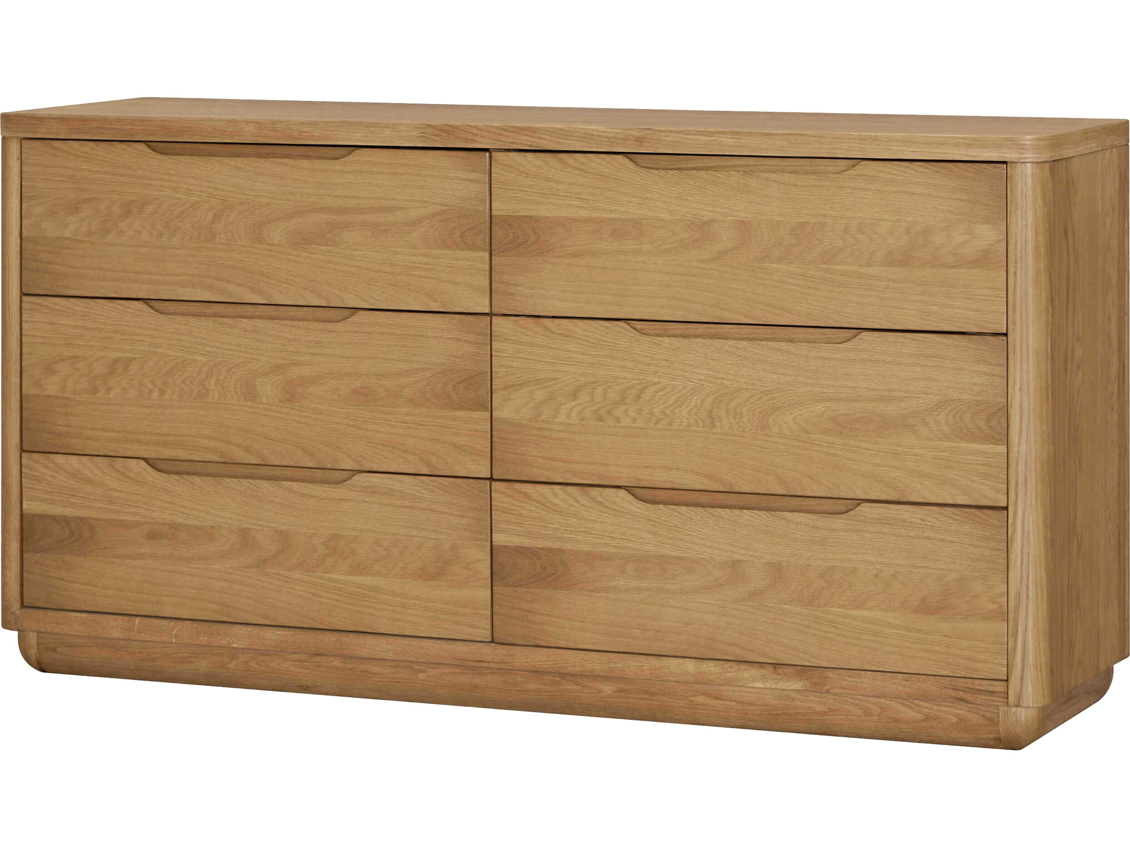 Hundley 6-Drawers Oak Wood Double Dresser