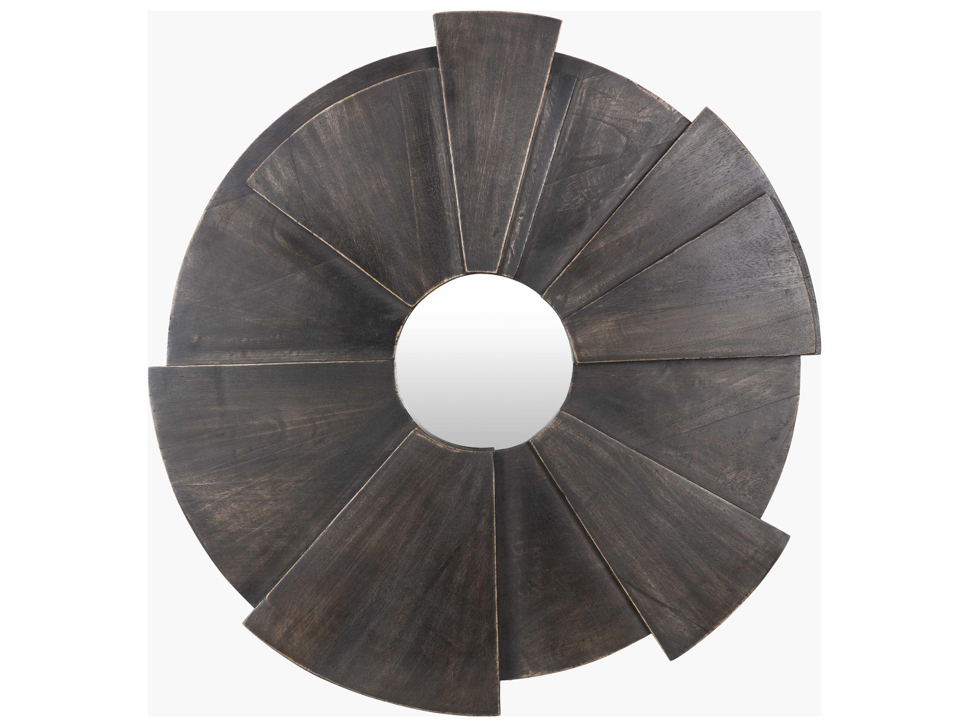 Surya Hermione Brown Round Wall Mirror