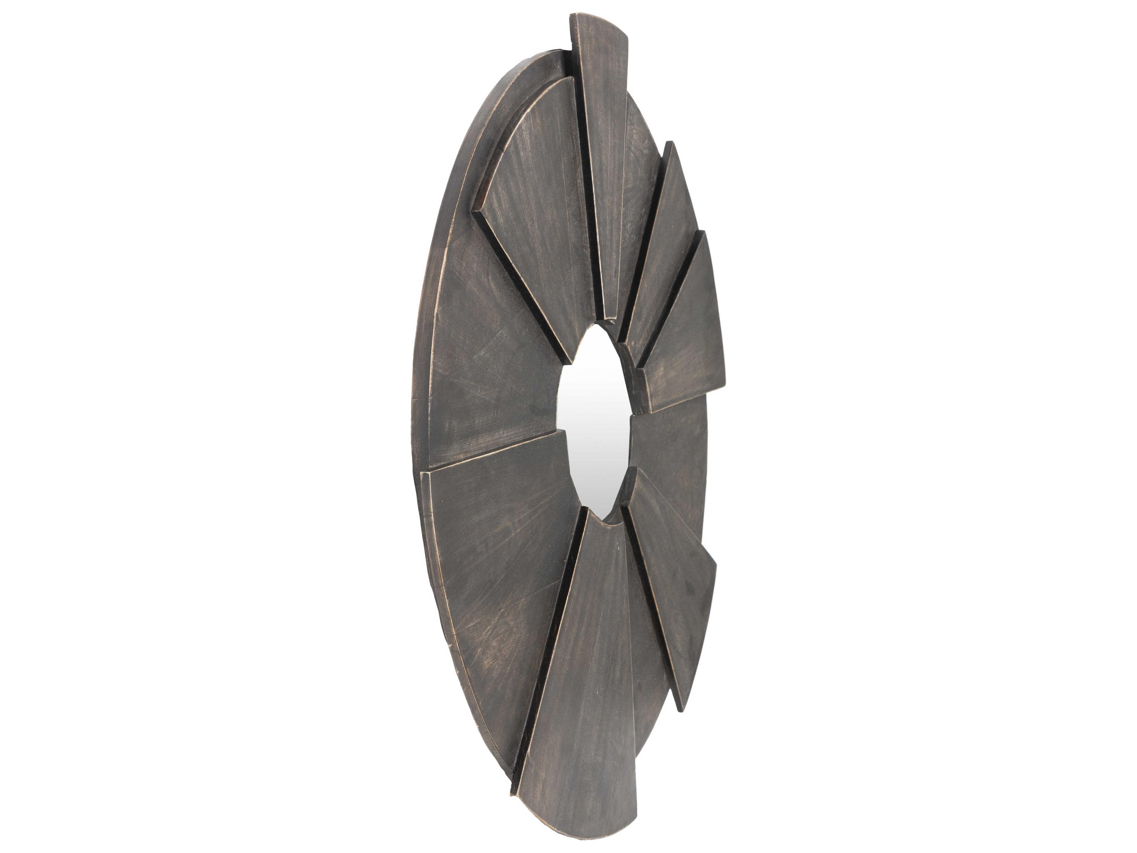 Surya Hermione Brown Round Wall Mirror