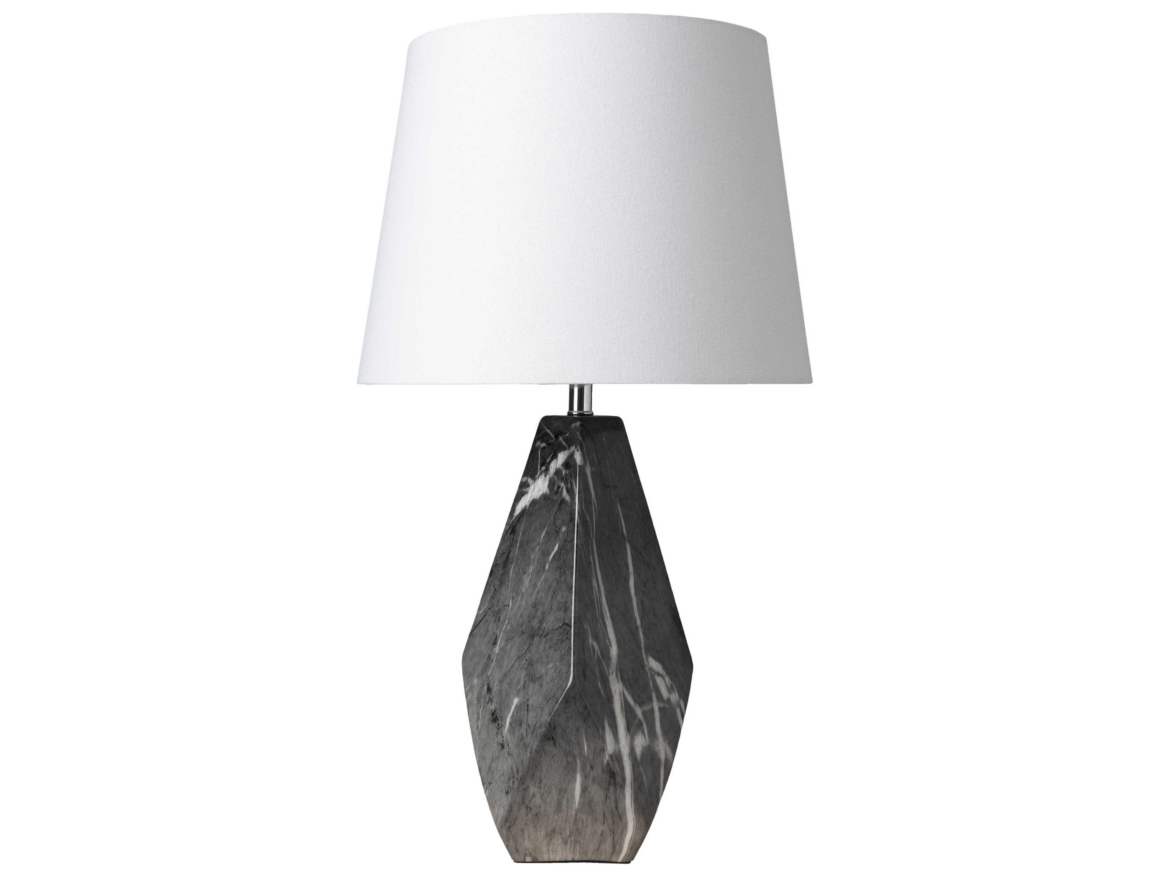 Surya Henley Black White Linen Buffet Lamp