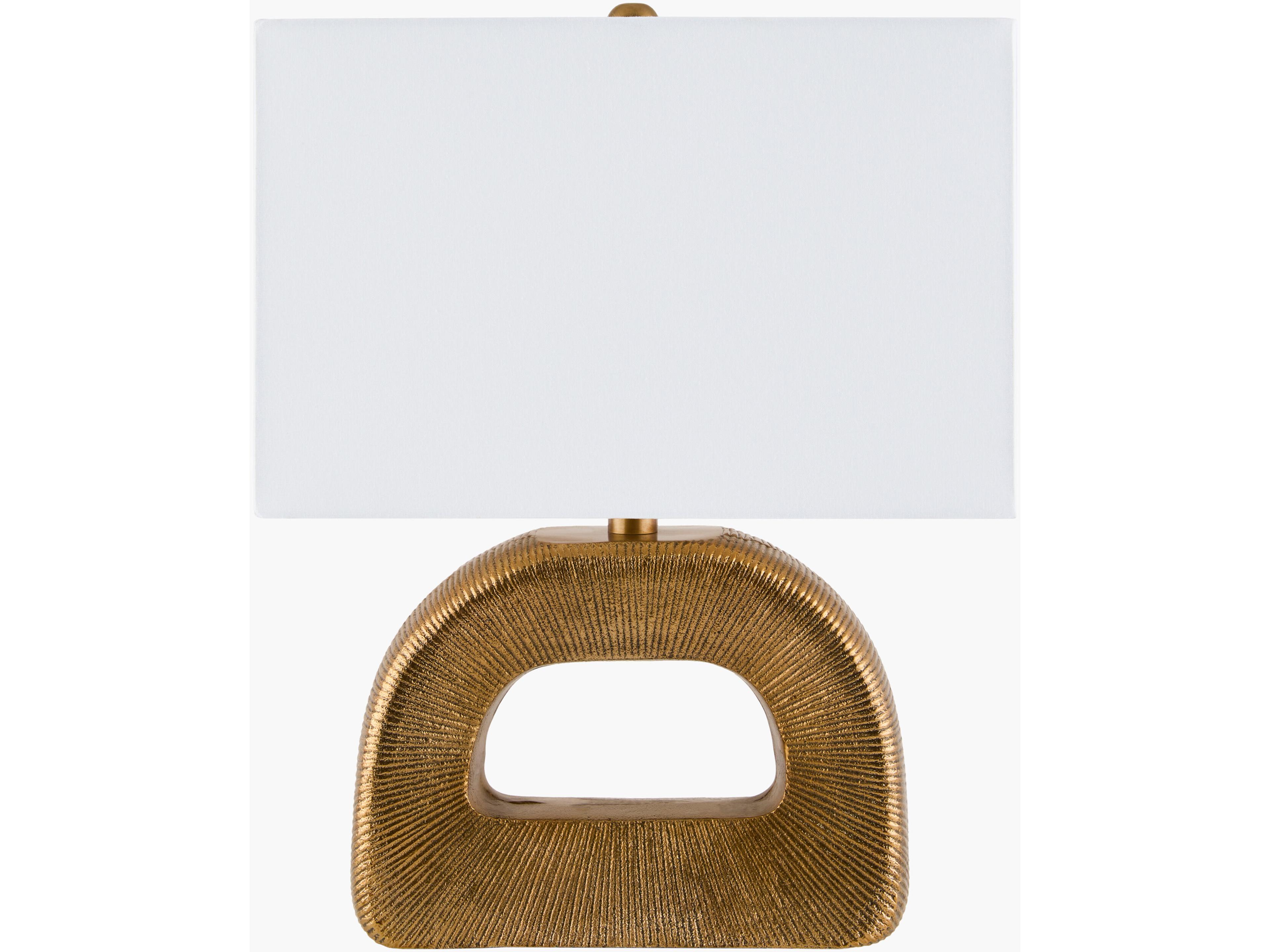 Hennes Gold White Cotton Table Lamp