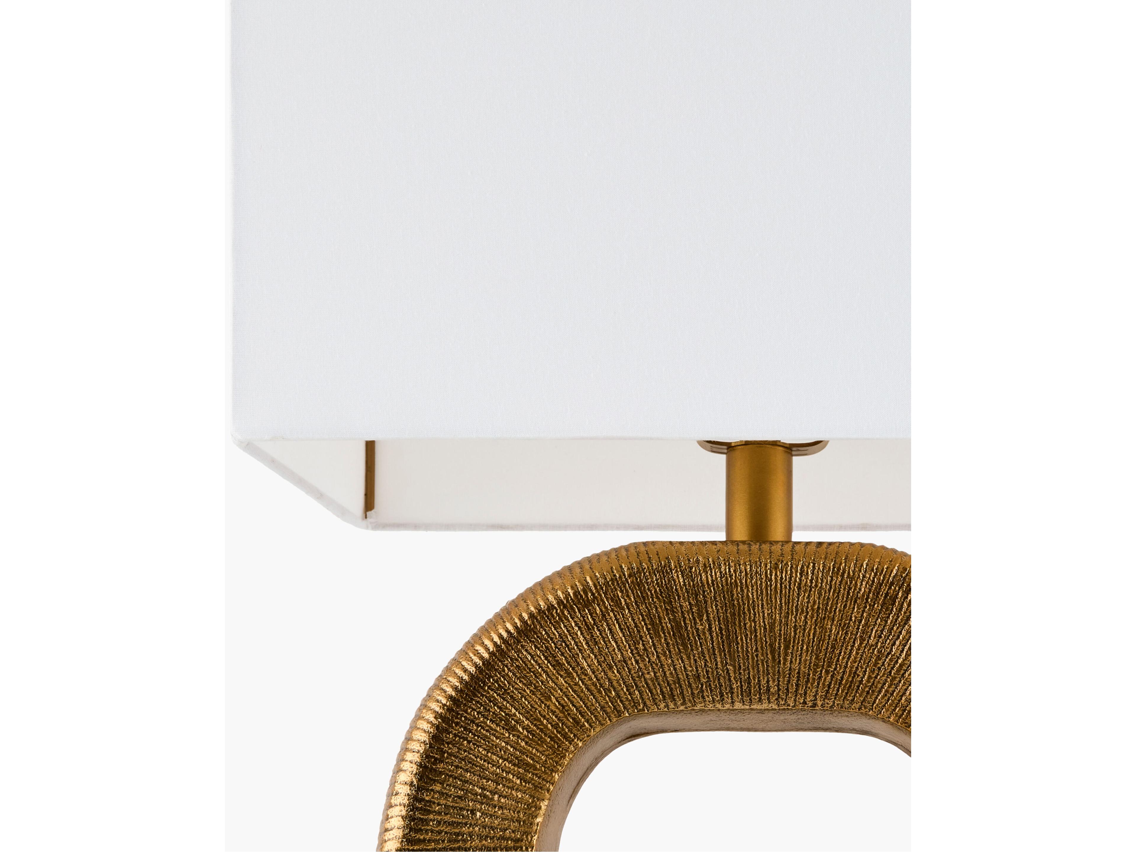 Surya Hennes Gold White Cotton Table Lamp