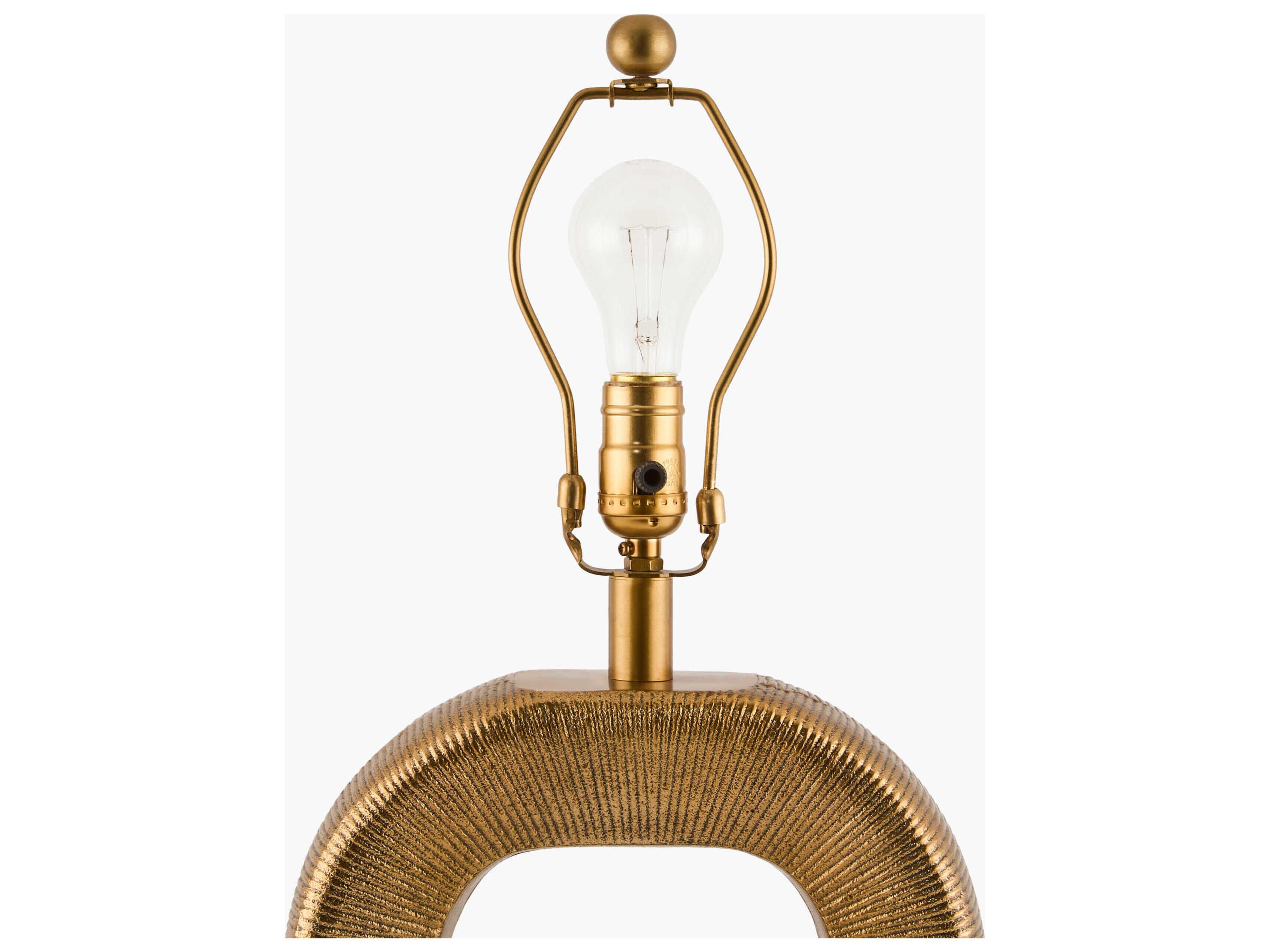 Surya Hennes Gold White Cotton Table Lamp