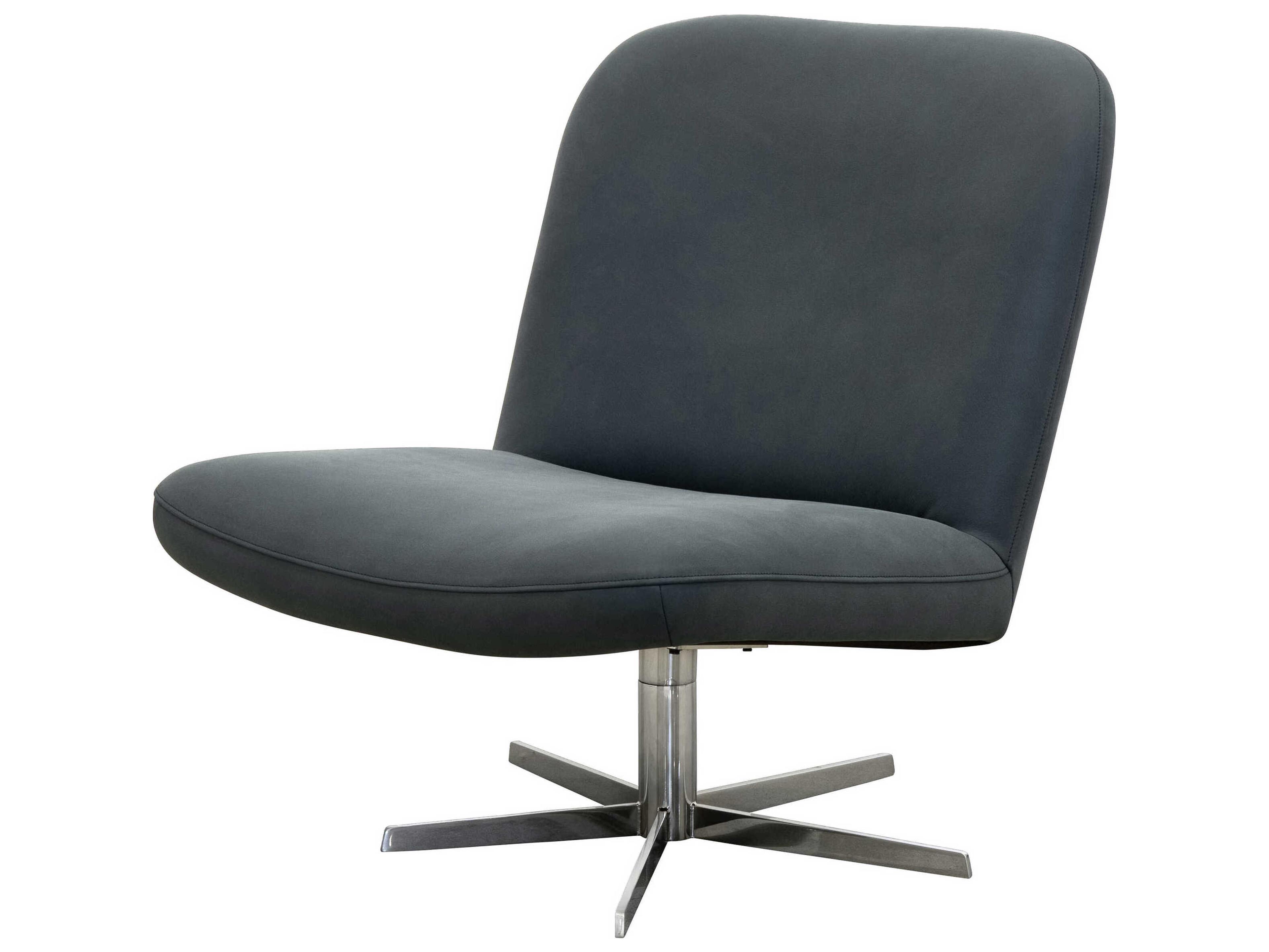 Harpiste Swivel Gray Leather Accent Chair