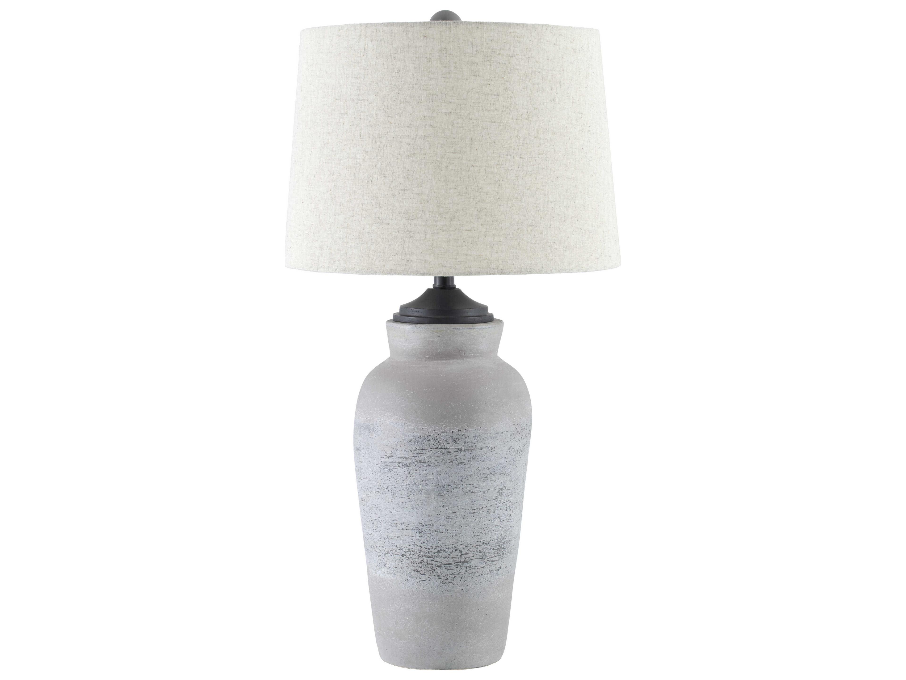 Hierro Gray Beige Cotton Buffet Lamp