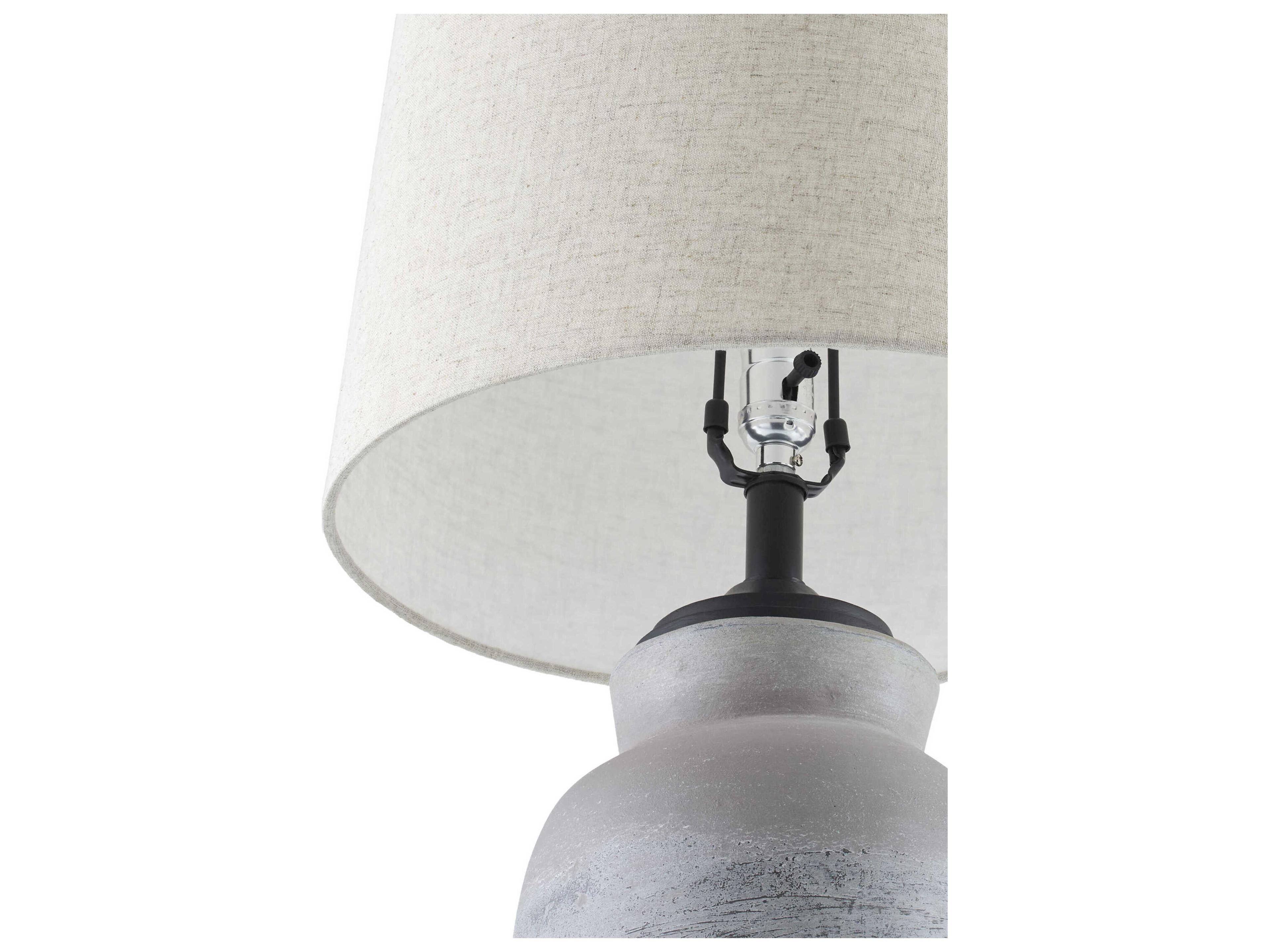 Surya Hierro Gray Beige Cotton Buffet Lamp