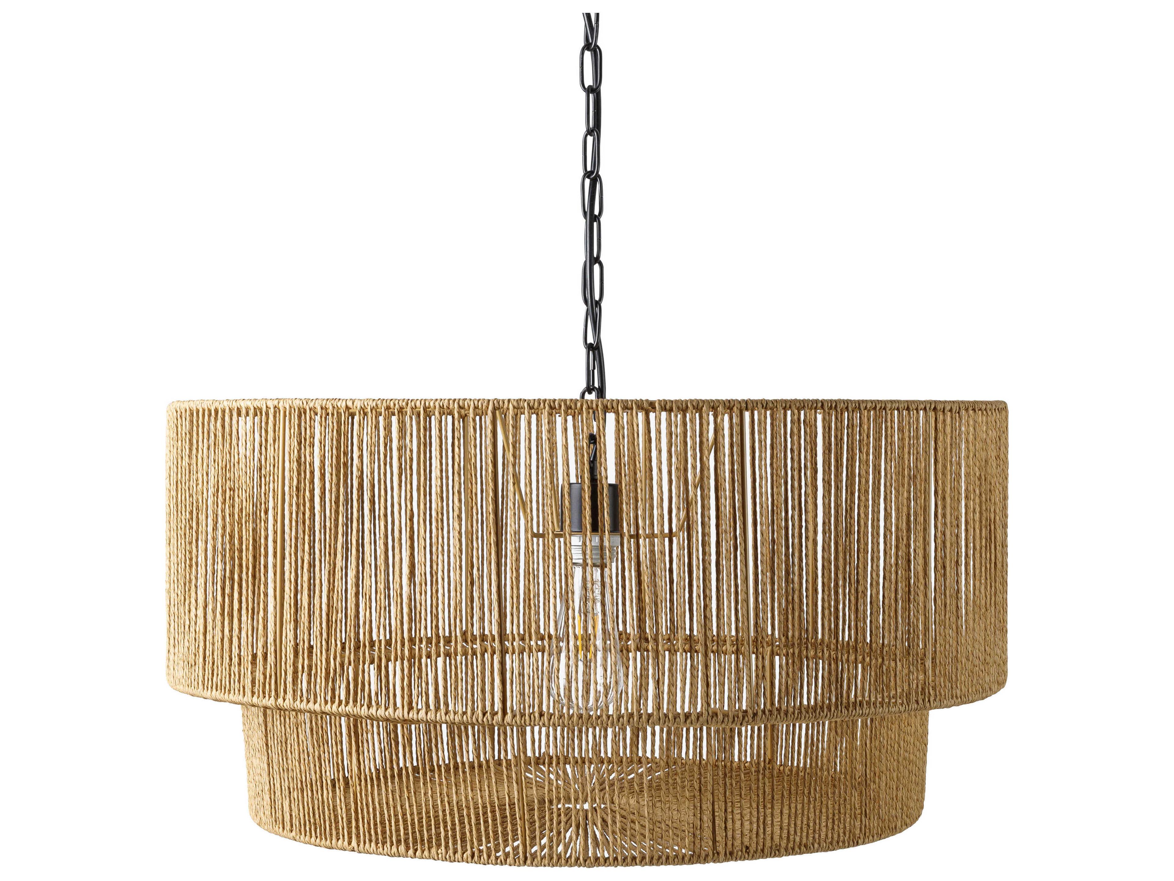 Hascombe 1-Light Black Brown Drum Pendant