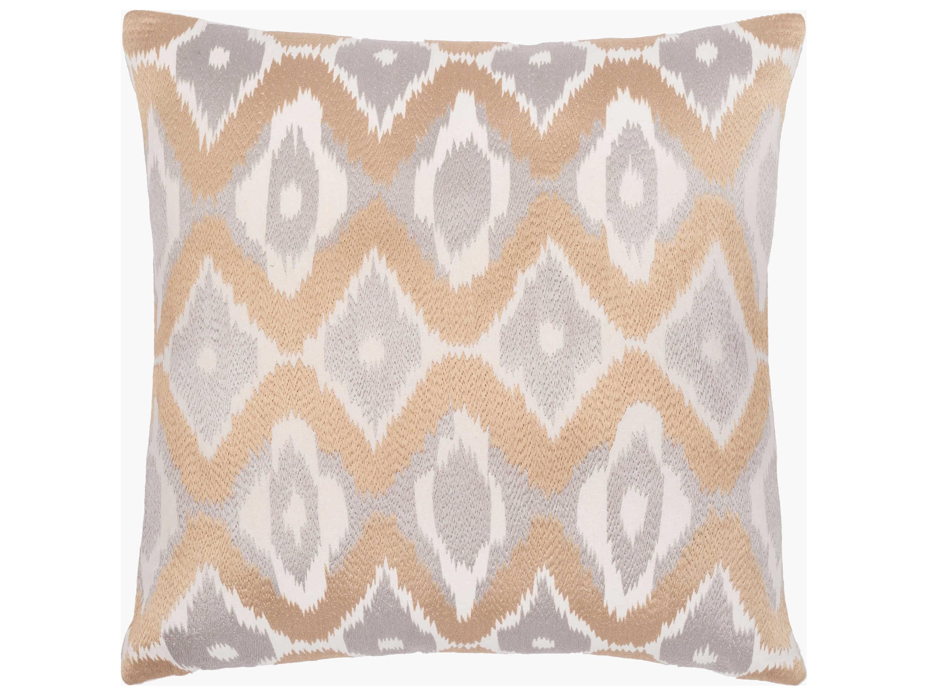Ikat Luxe Ivory / Tan / Light Gray Pillow