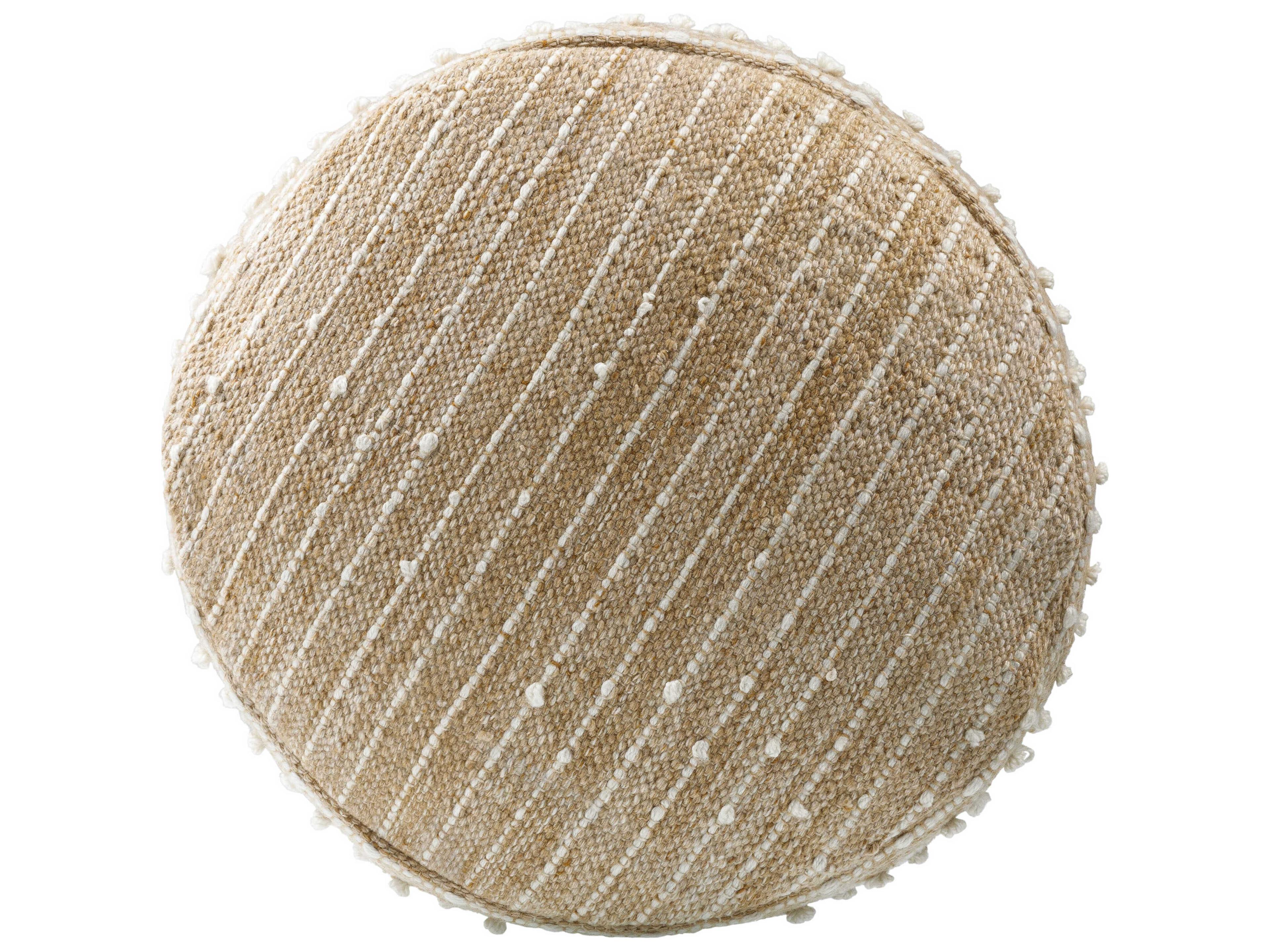 Surya Imani Beige Upholstered Pouf
