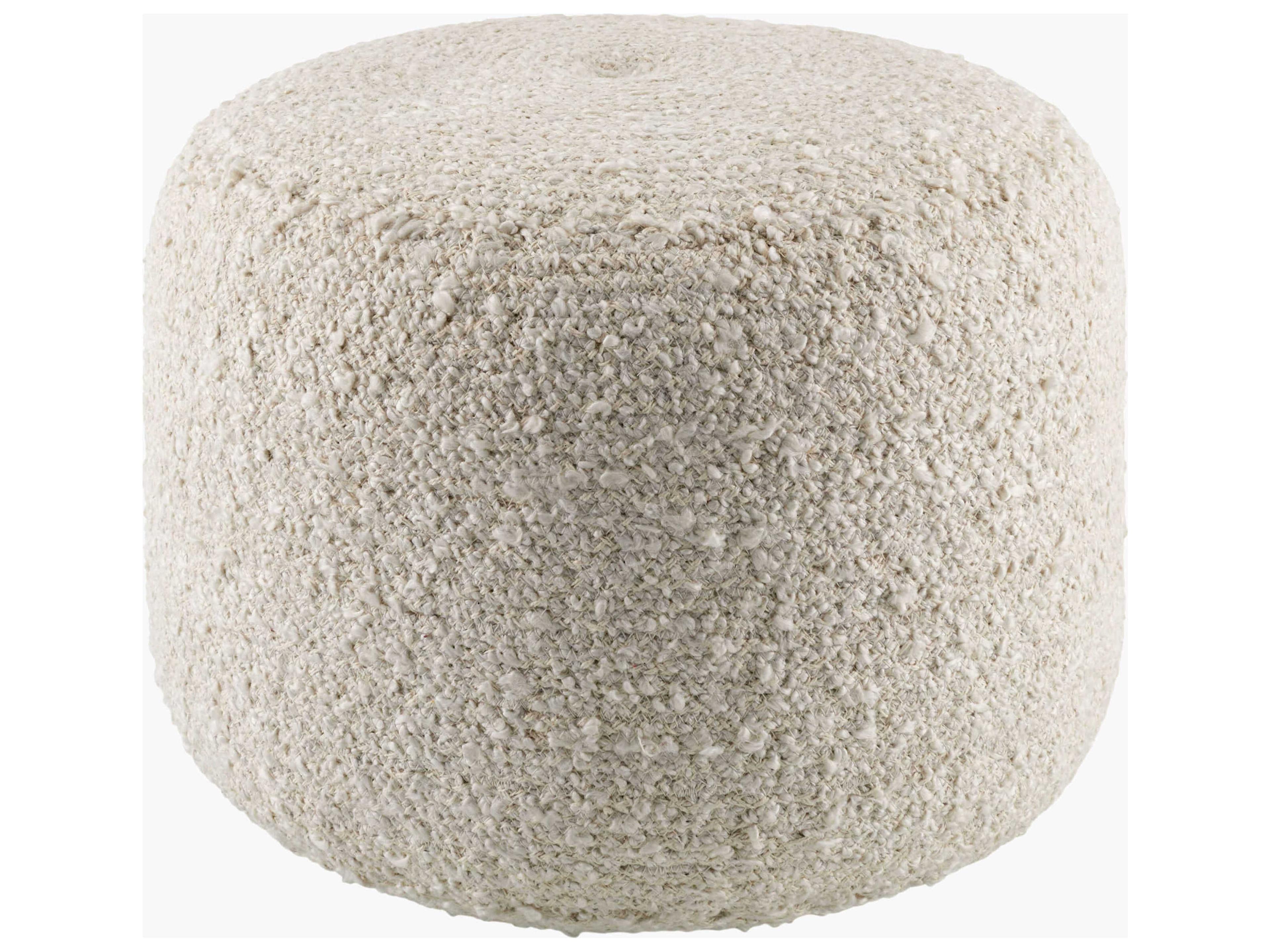 Surya Iverson White Upholstered Pouf