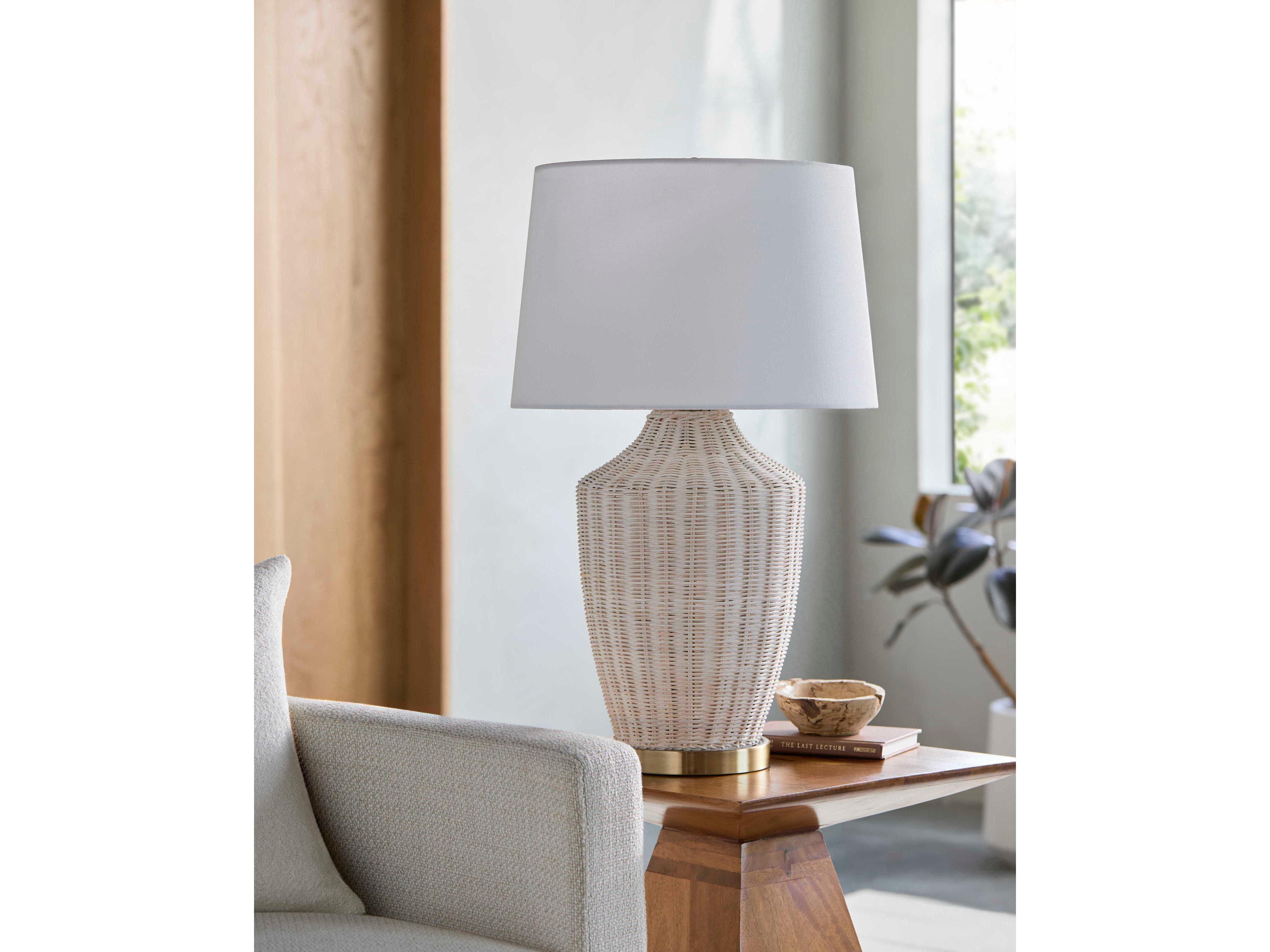 Surya Isola Wheat White Linen Off Buffet Lamp