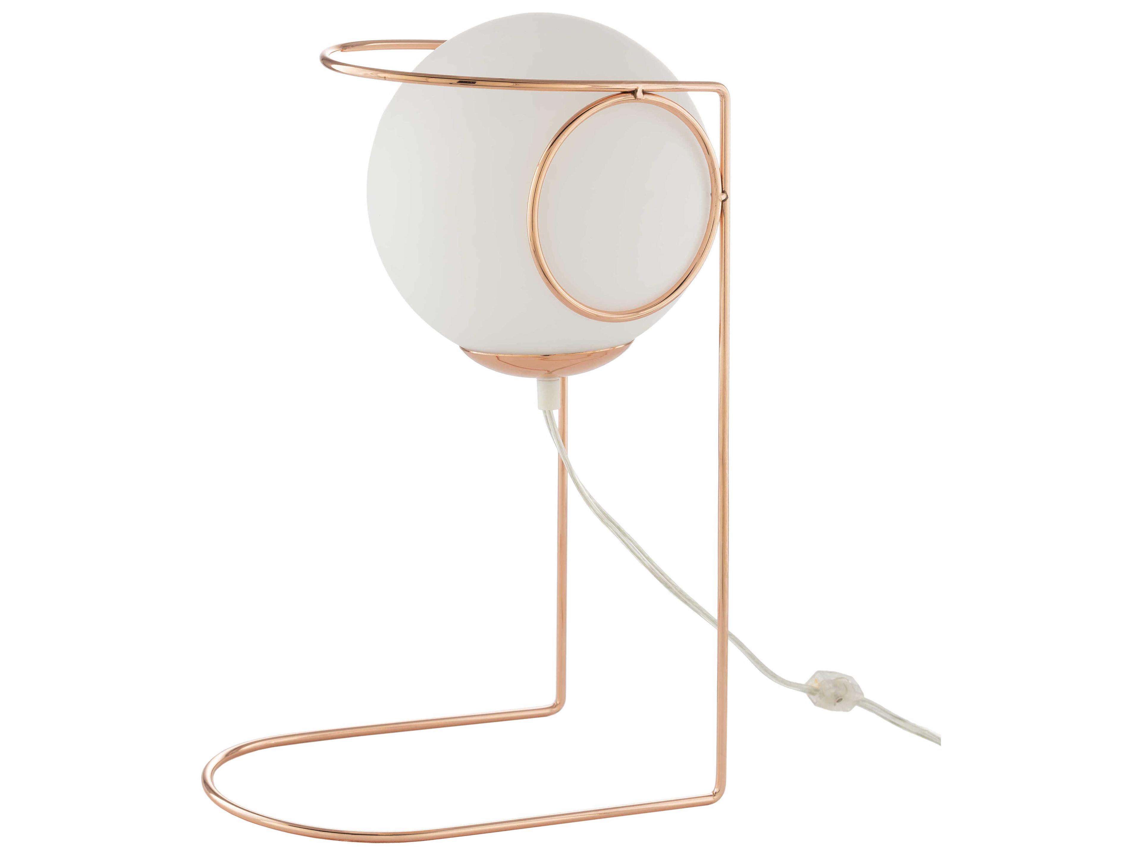 Surya Jaliyah Metallic Rose Gold White Glass Table Lamp