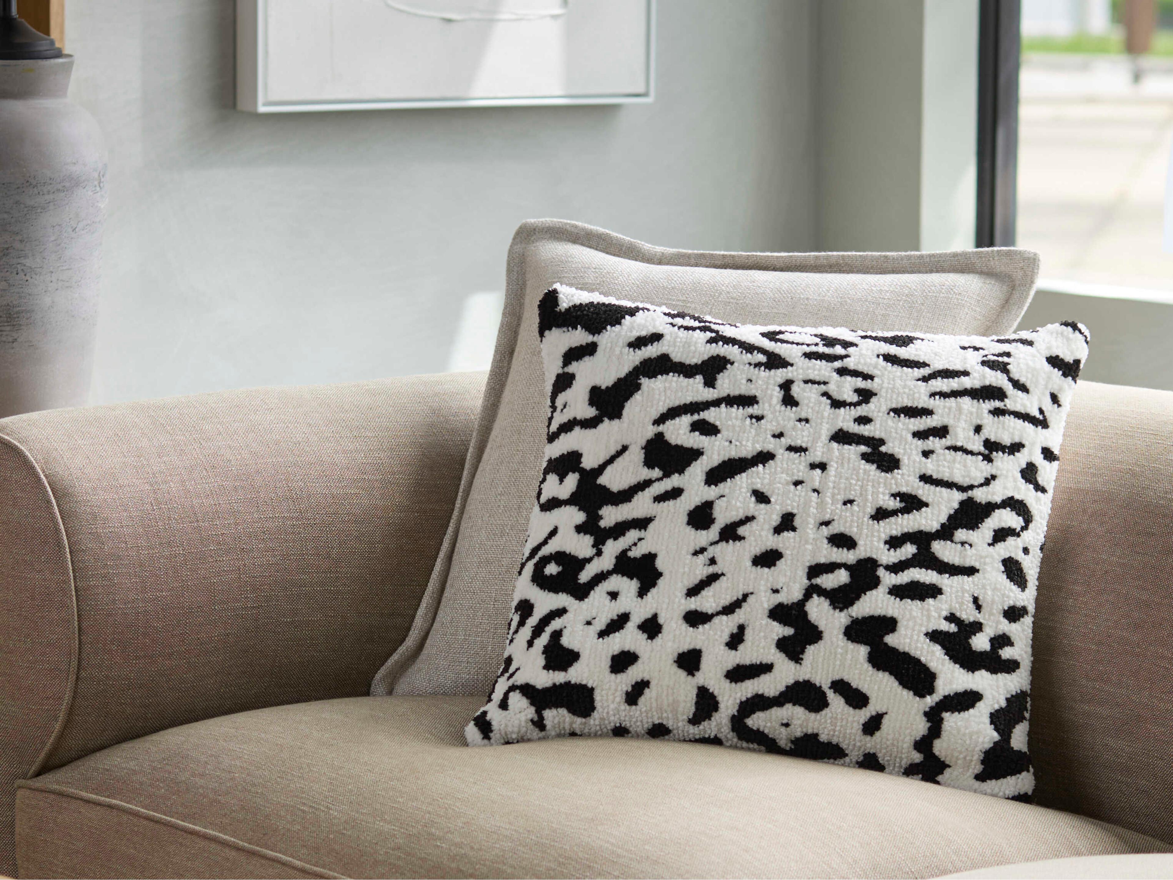 Surya Jungle Cat White Pillow
