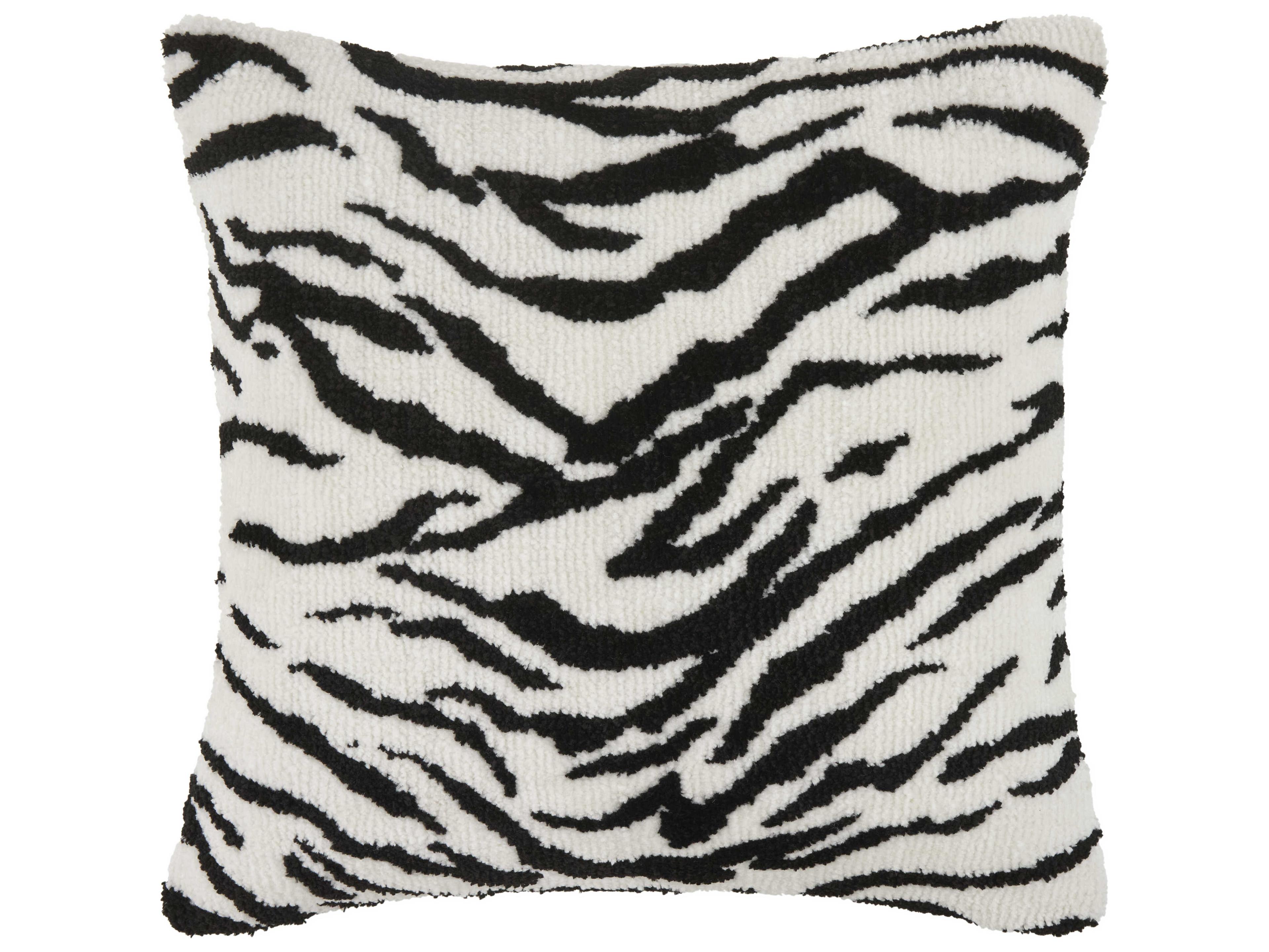 Surya Jungle Cat White Pillow