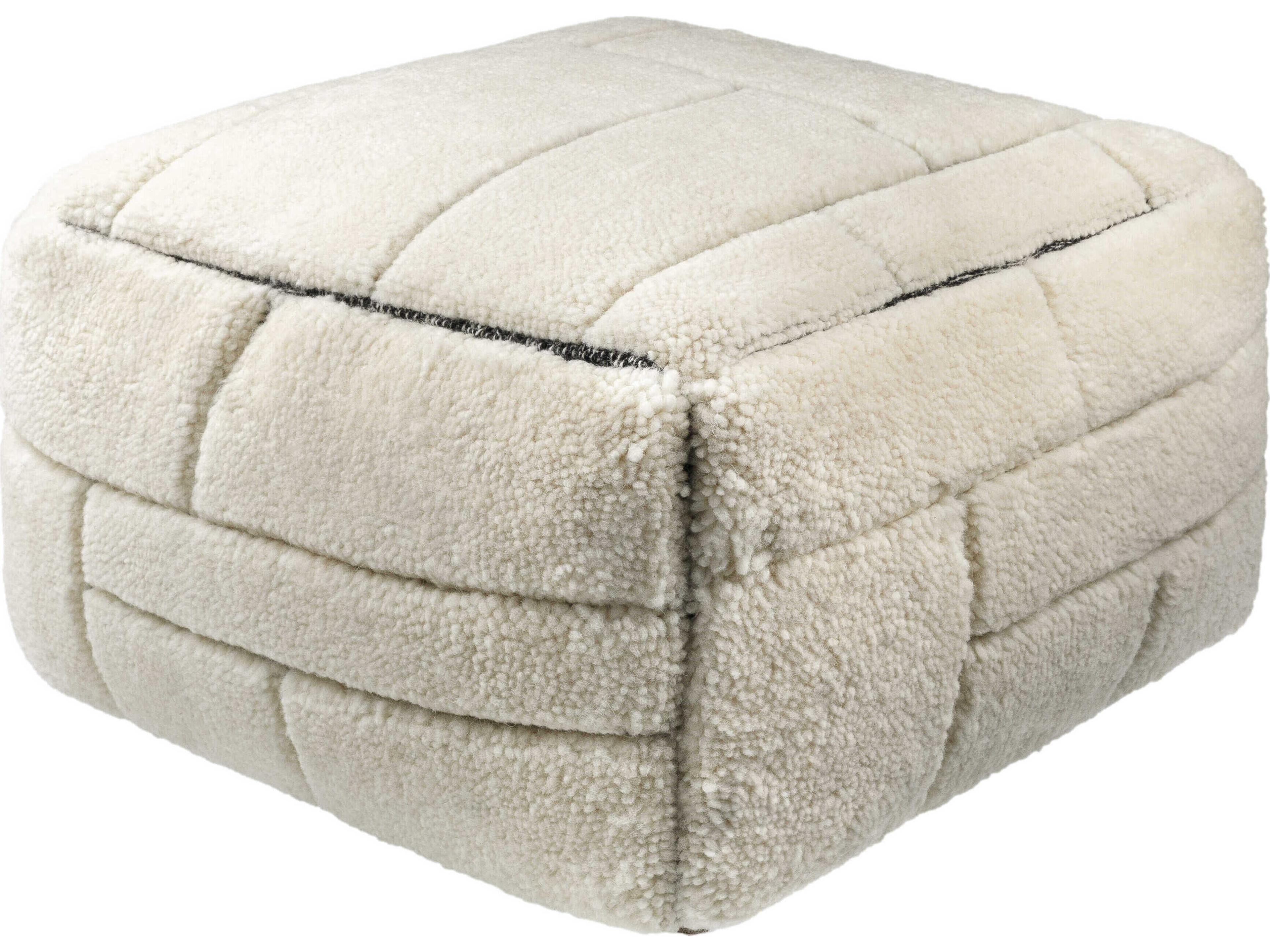 Jakob Ivory Beige Upholstered Pouf