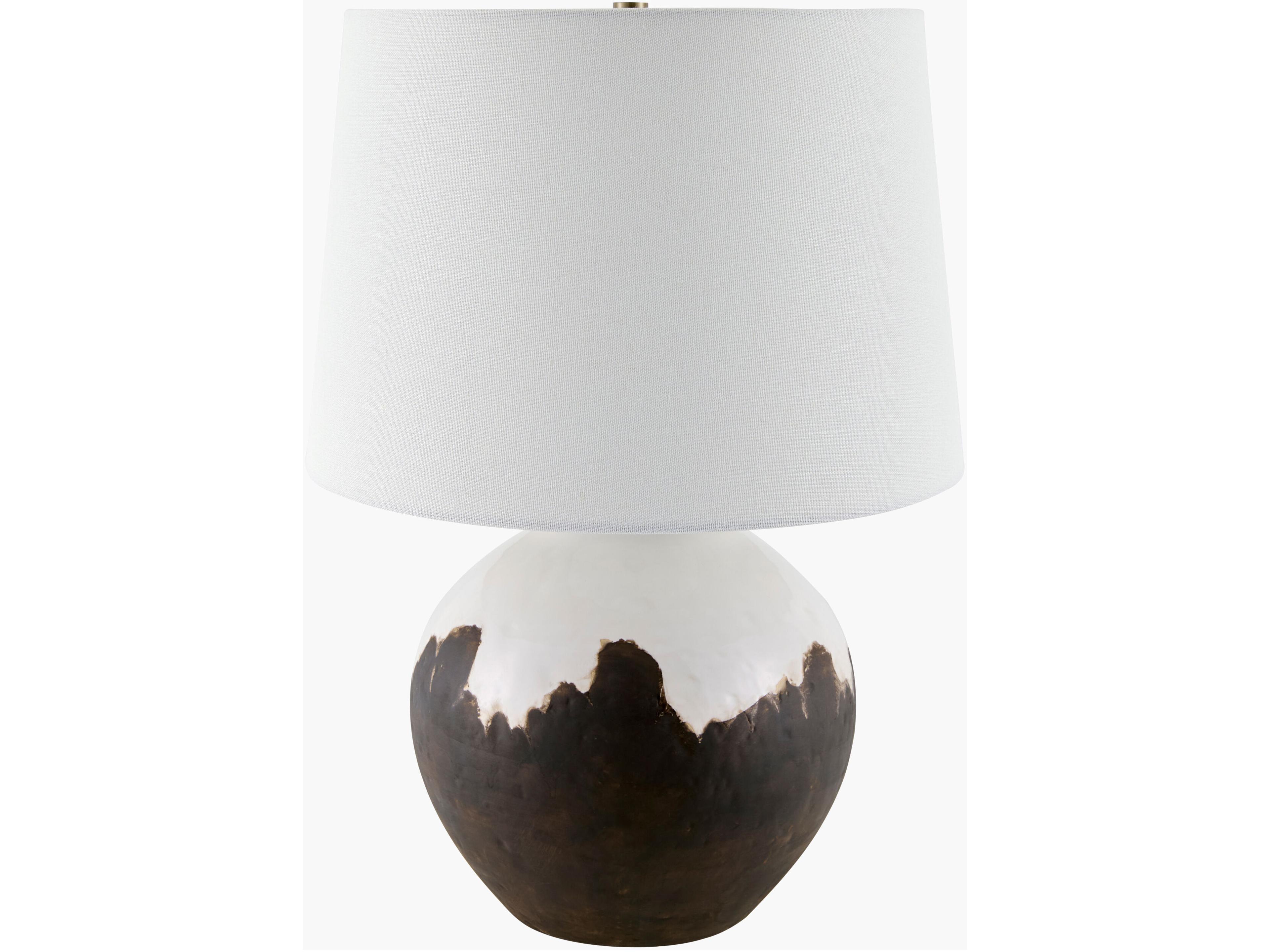 Surya Jirapa Brown White Linen Buffet Lamp