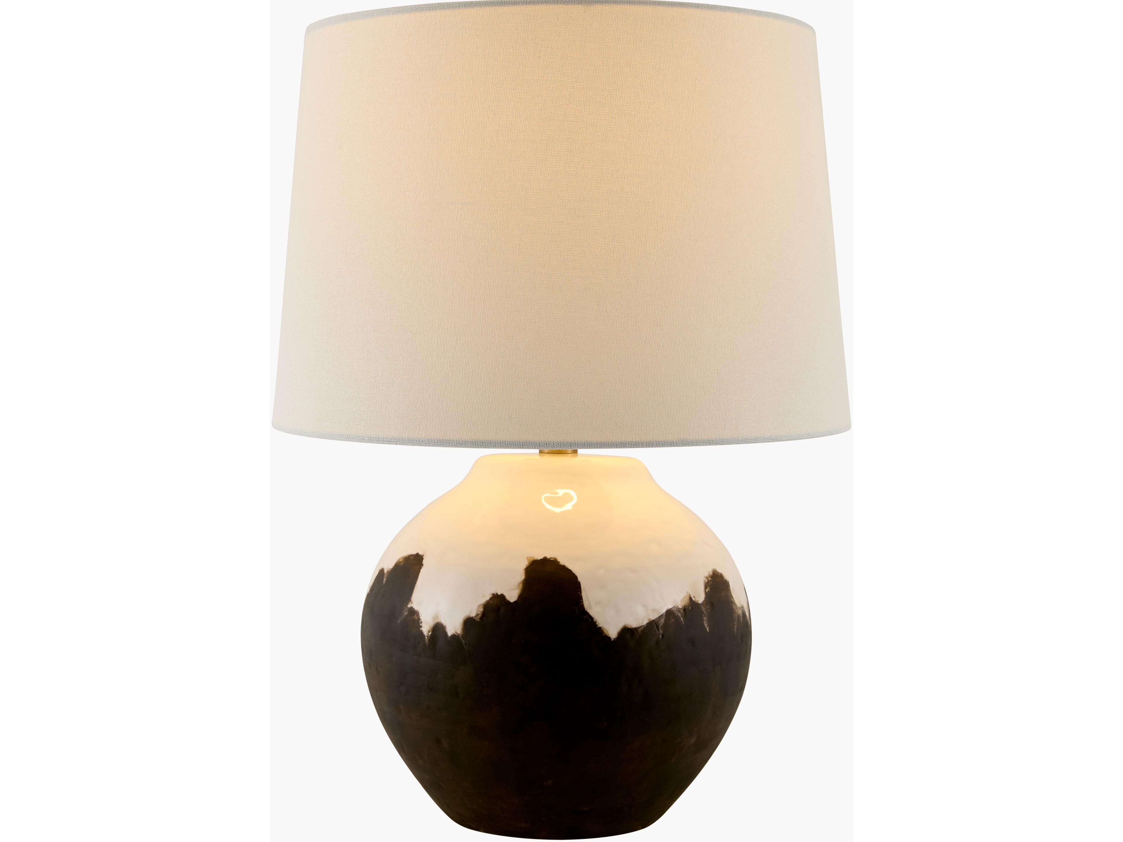 Surya Jirapa Brown White Linen Buffet Lamp