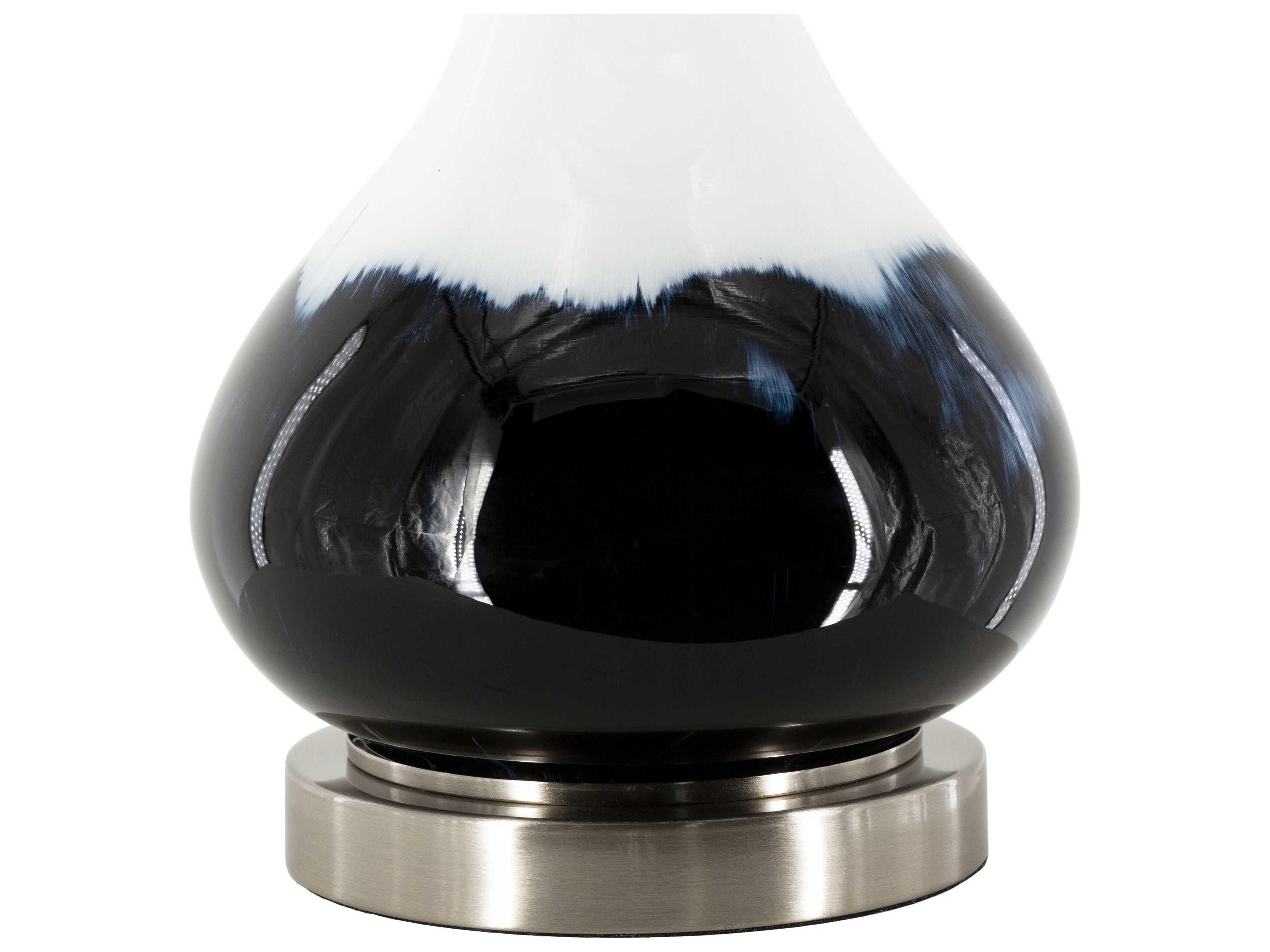 Surya Julissa Navy White Linen Black Buffet Lamp