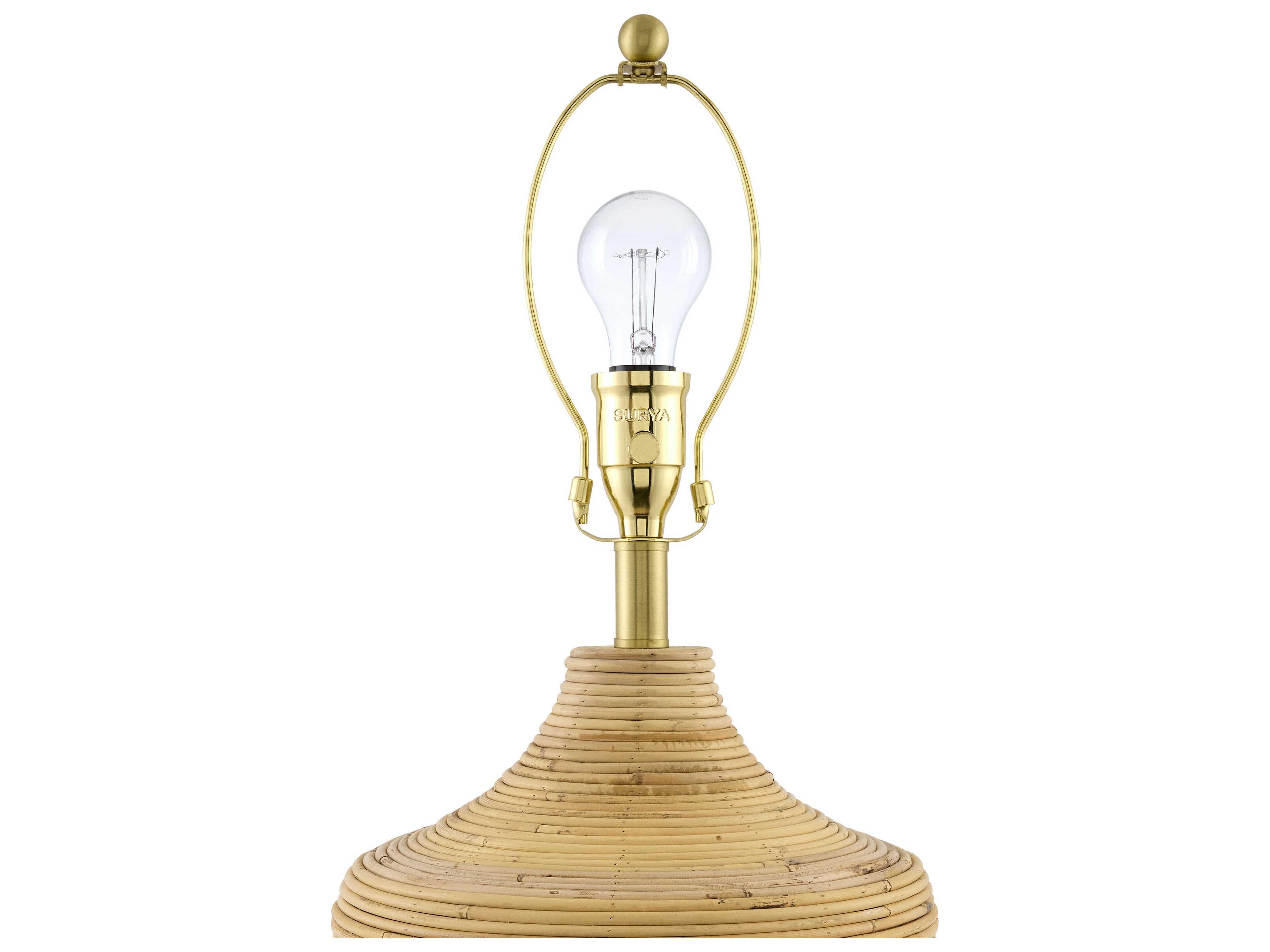 Surya Jussac Natural Beige Linen Brown Buffet Lamp