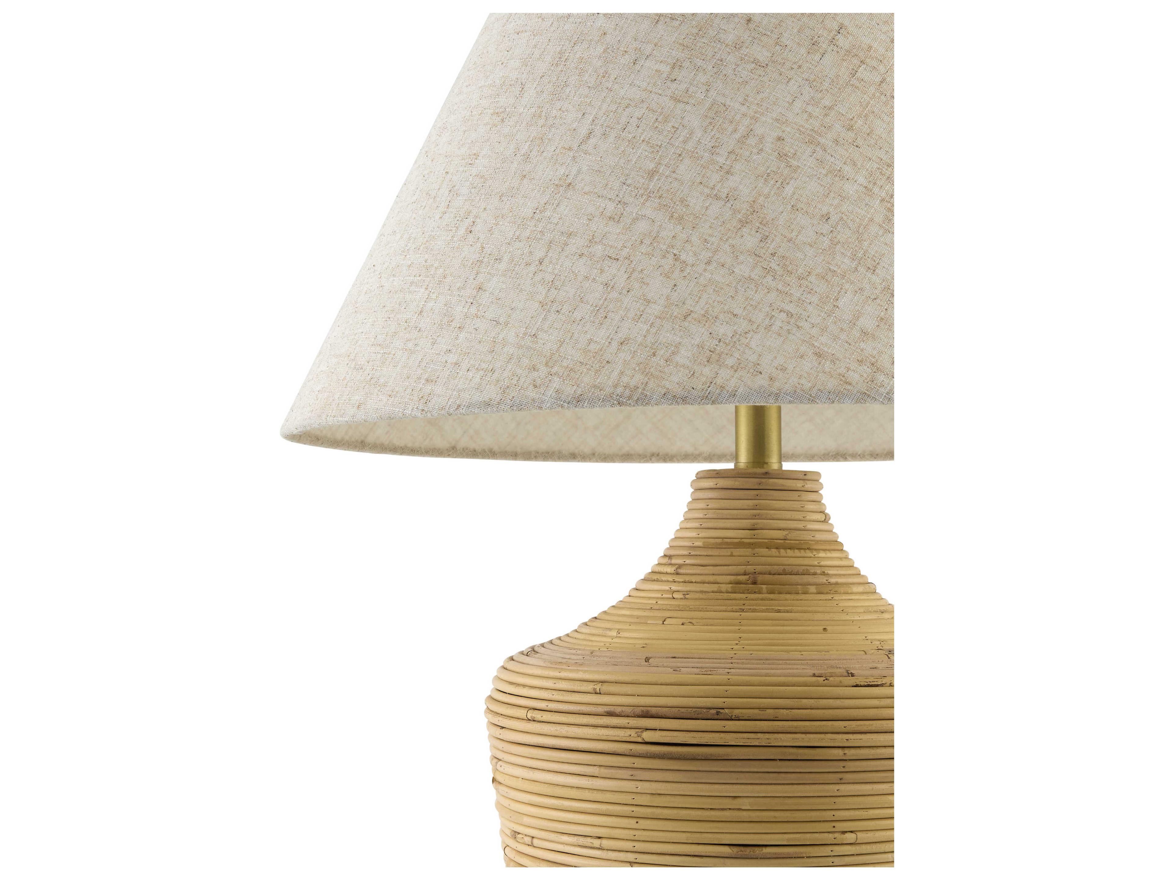 Surya Jussac Natural Beige Linen Brown Buffet Lamp