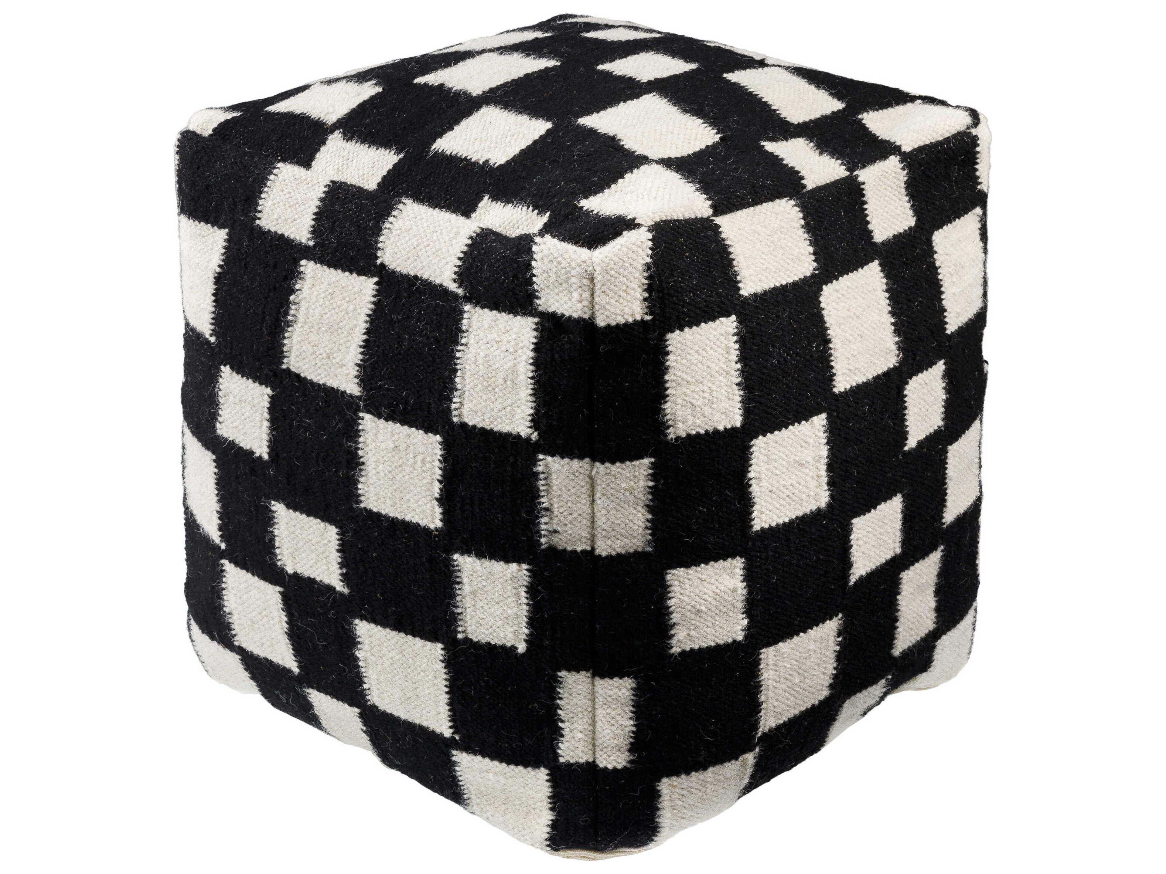 Jacinta Onyx Black Upholstered Pouf