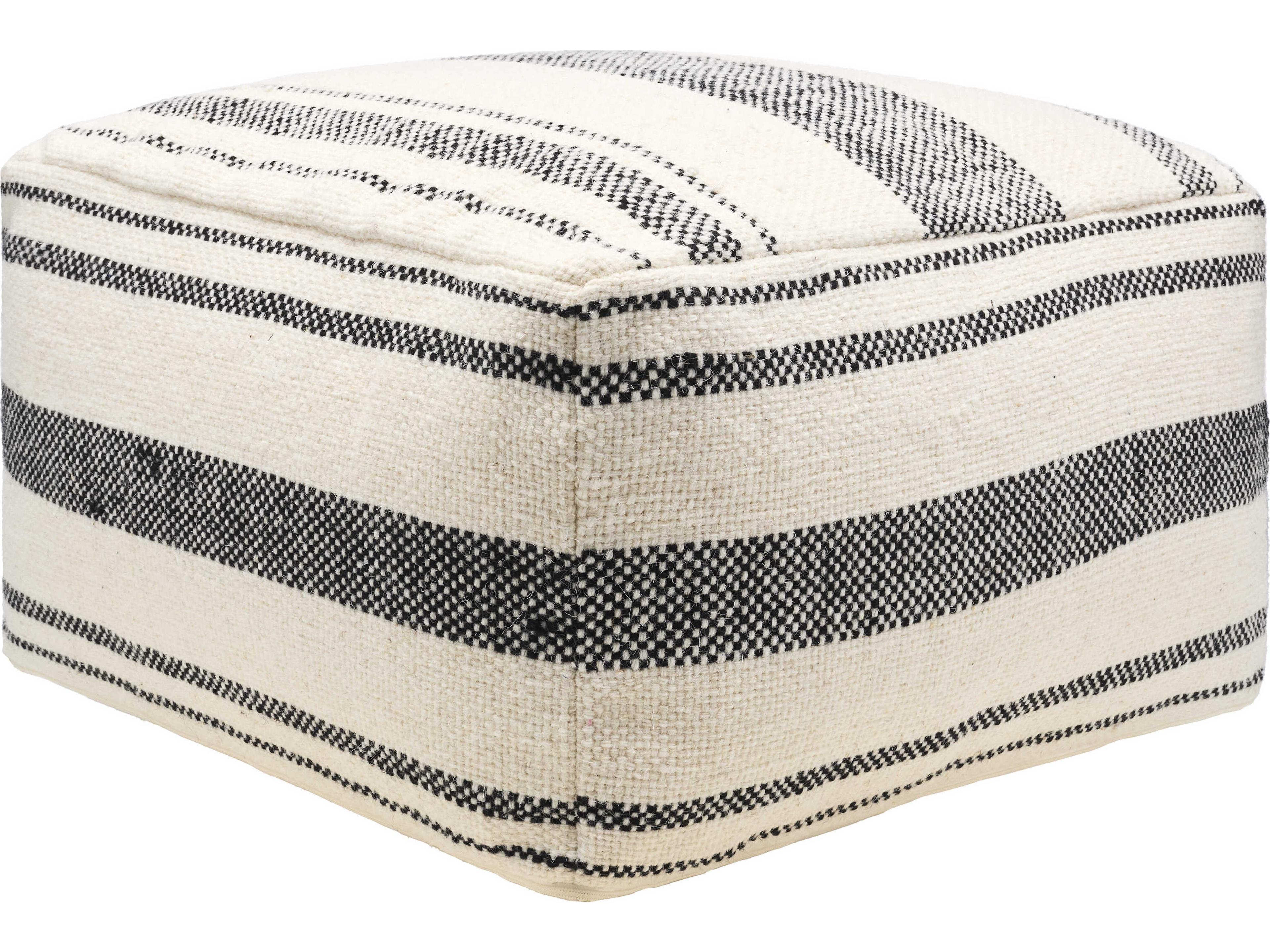 Surya Julio Cream Upholstered Pouf