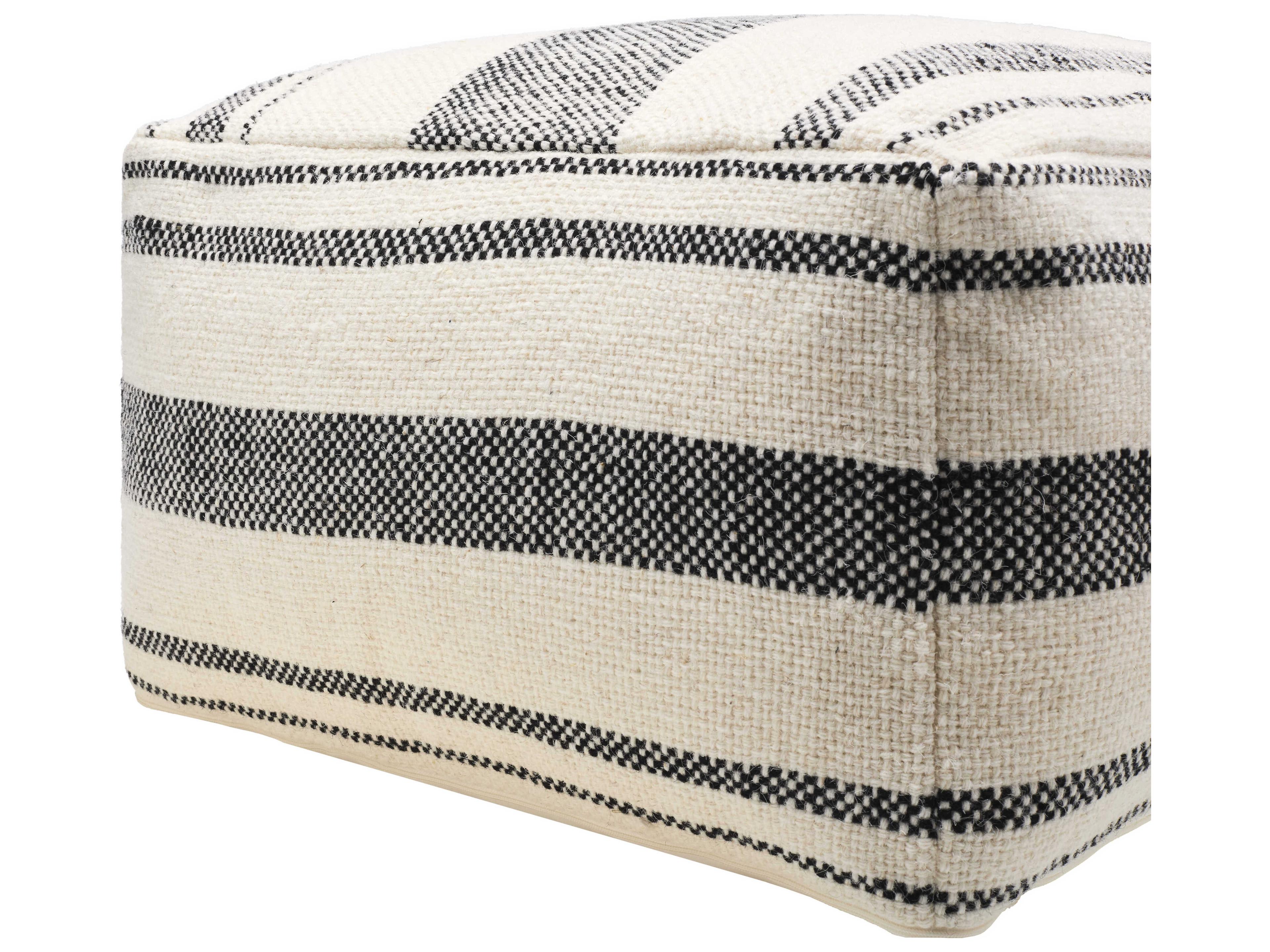 Surya Julio Cream Upholstered Pouf