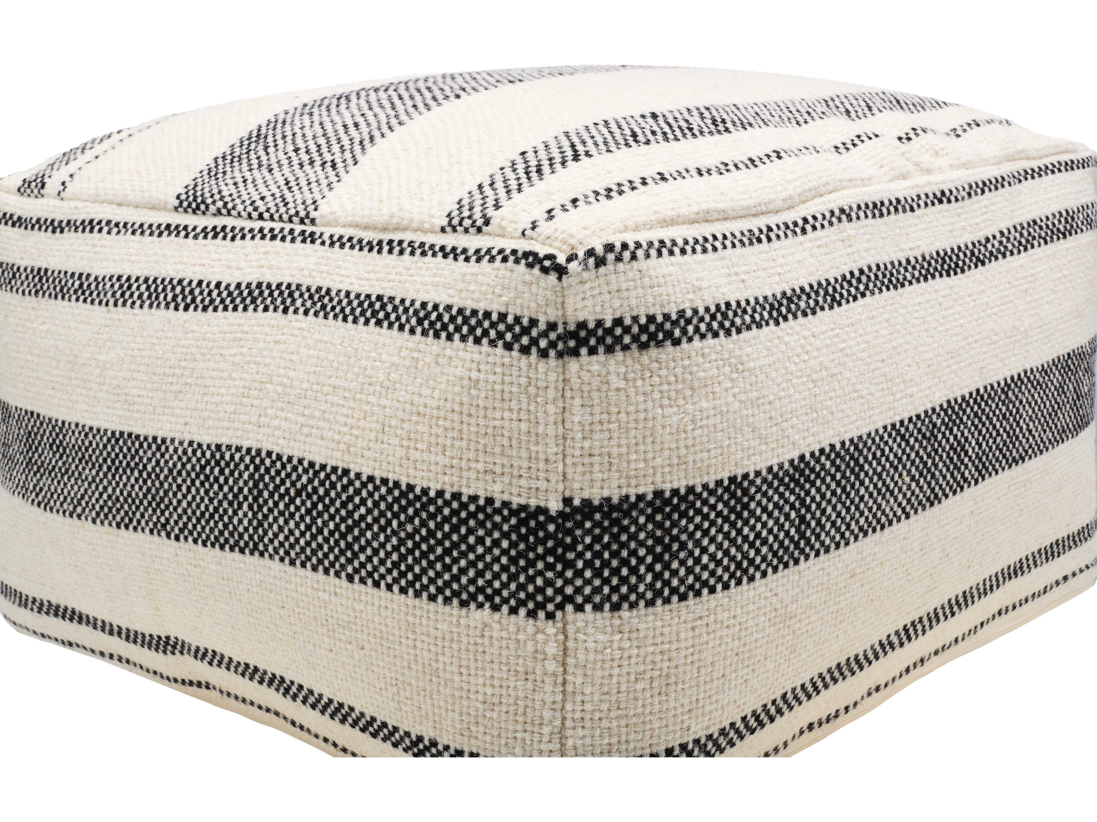 Surya Julio Cream Upholstered Pouf
