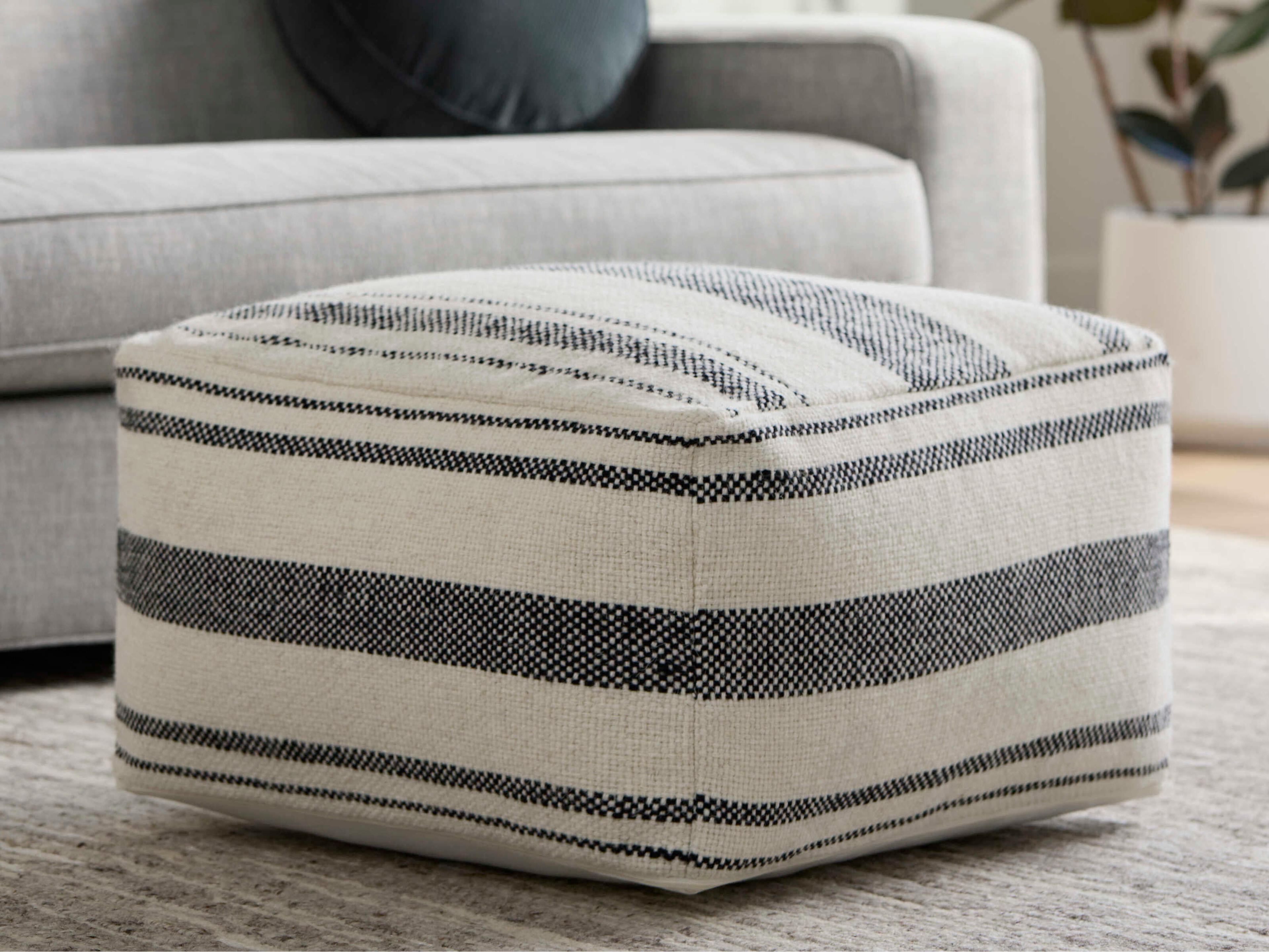 Surya Julio Cream Upholstered Pouf