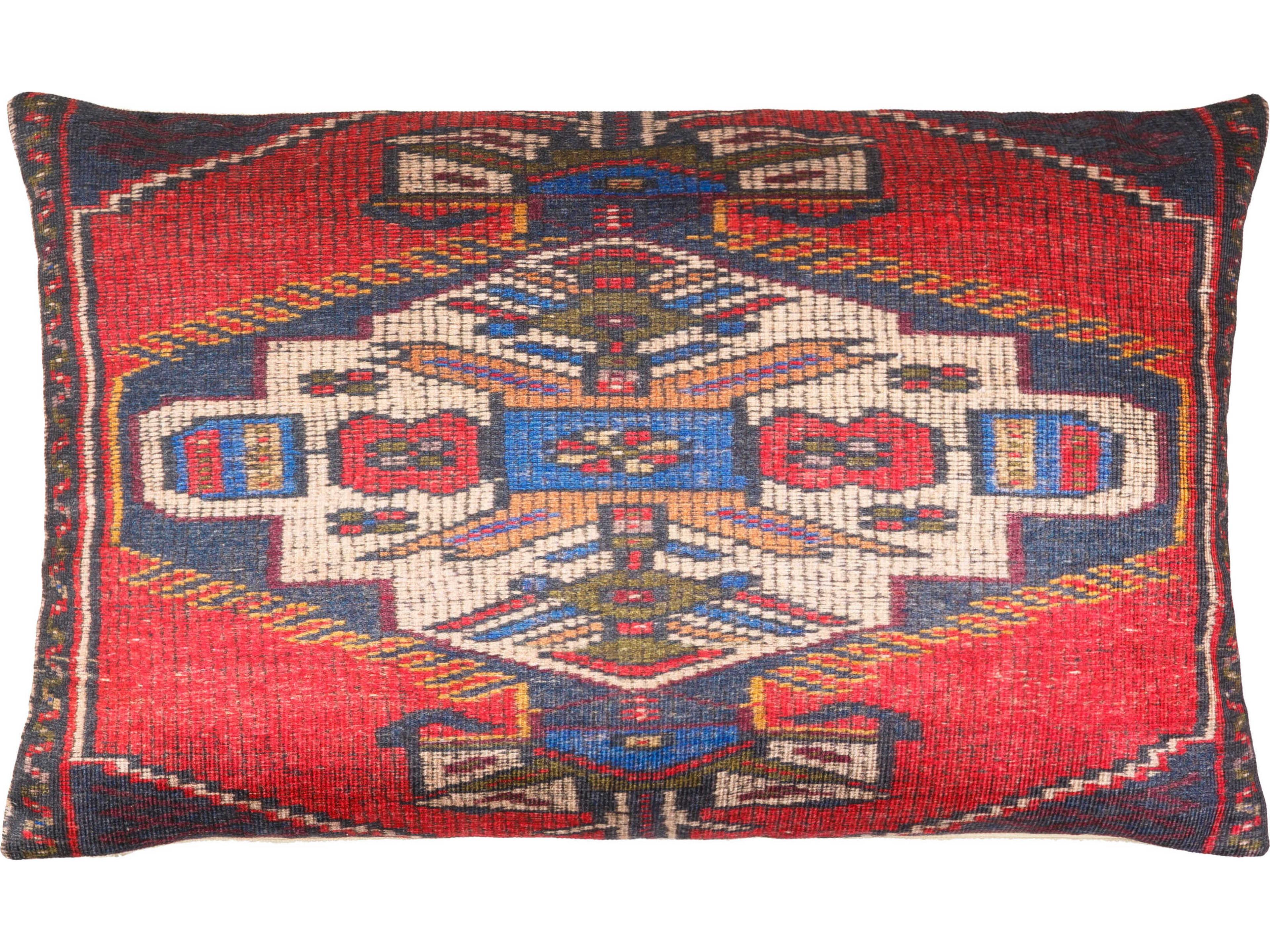Javed Light Beige / Red / Dark Blue Pillow