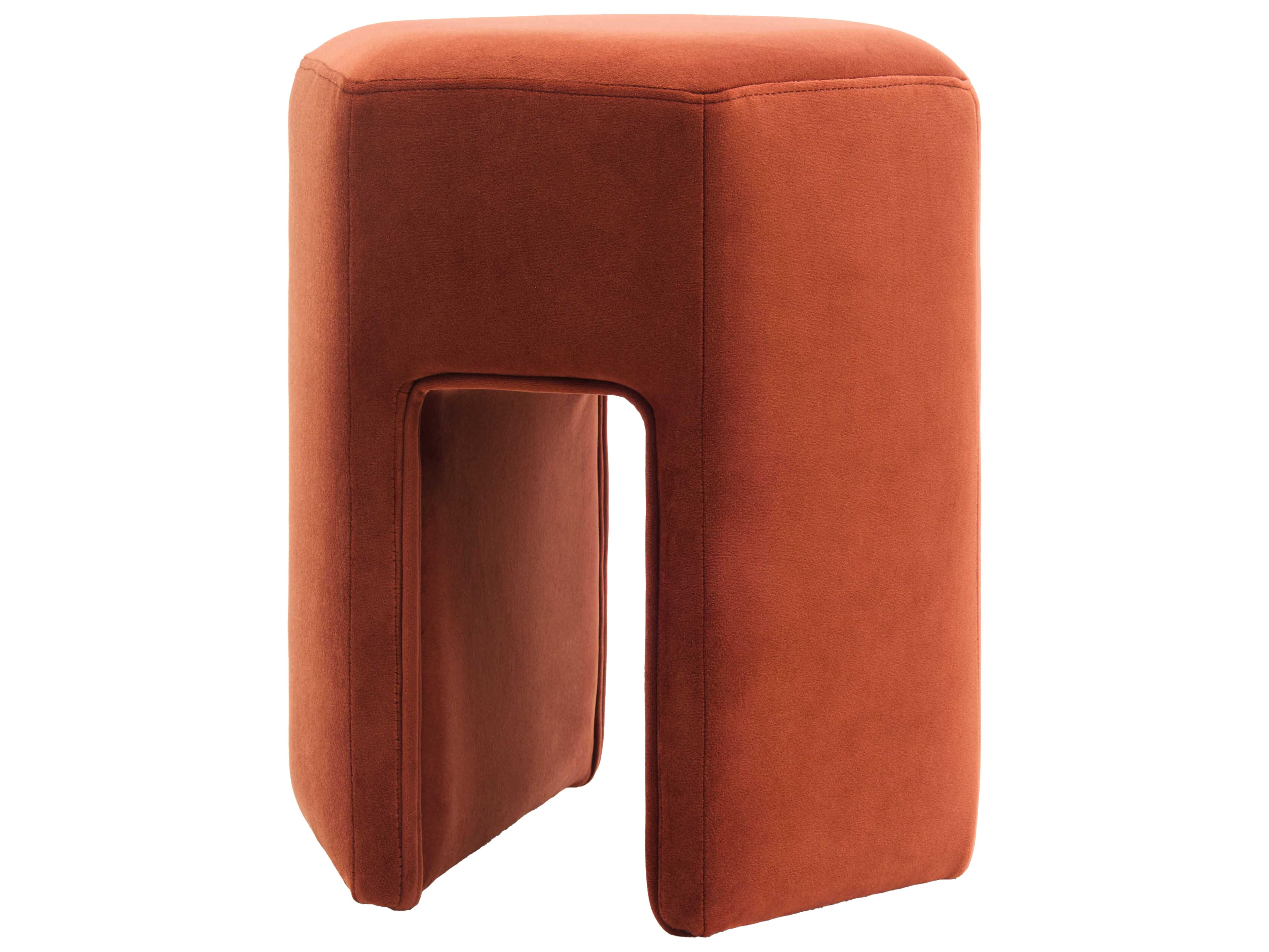Kaden Rust Orange Upholstered Ottoman