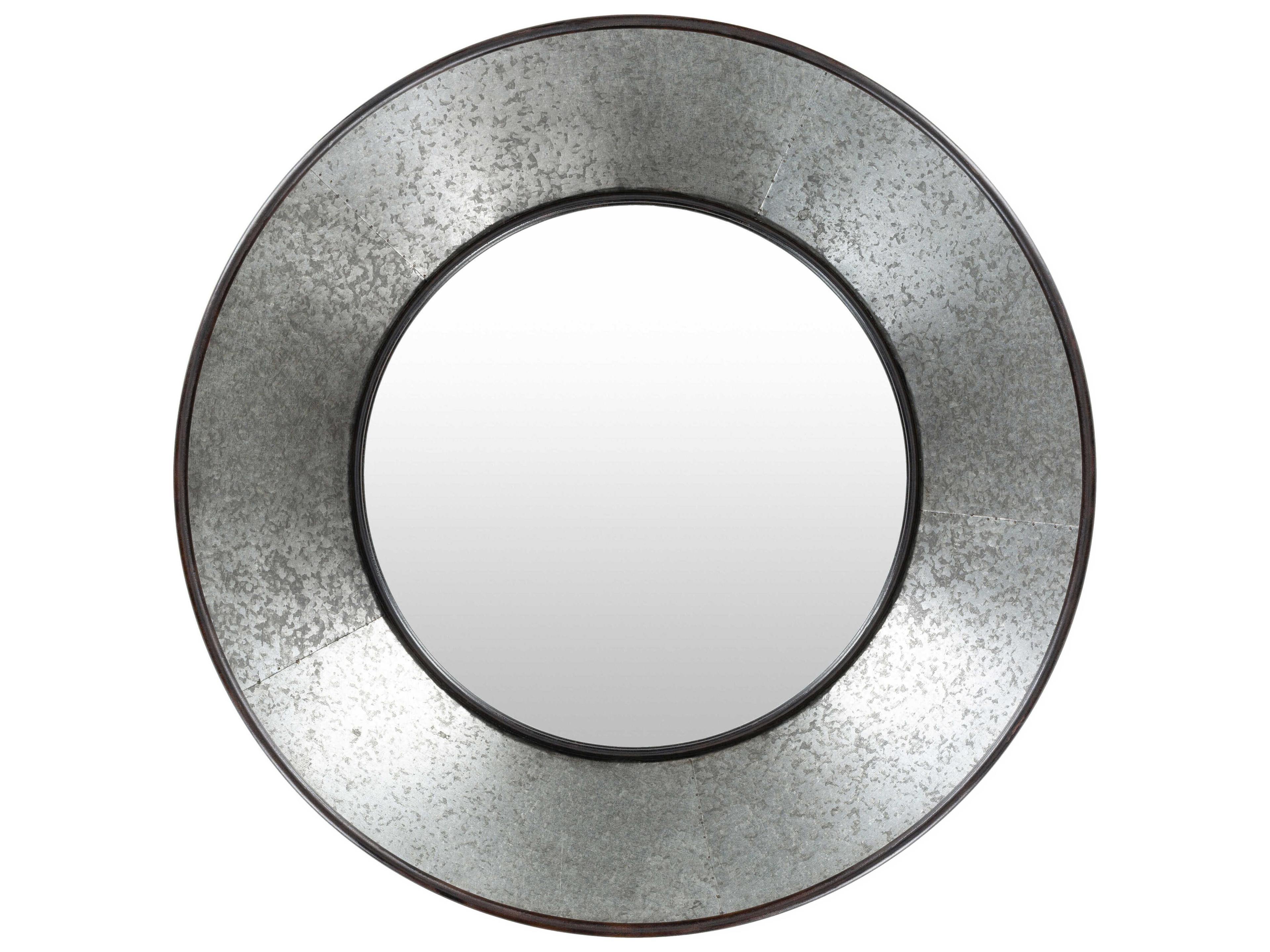 Surya Katja Metallic Silver Round Wall Mirror