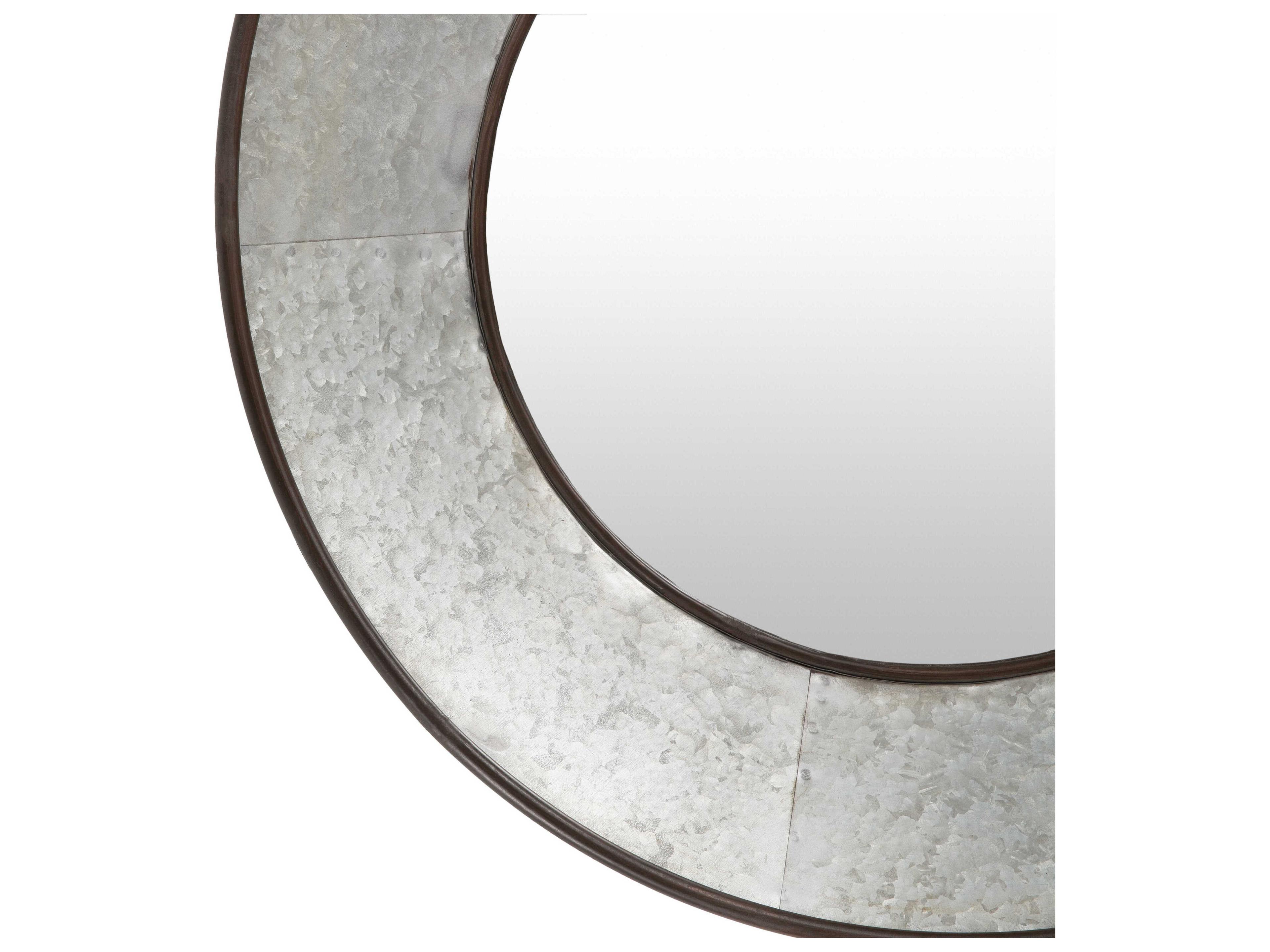 Surya Katja Metallic Silver Round Wall Mirror