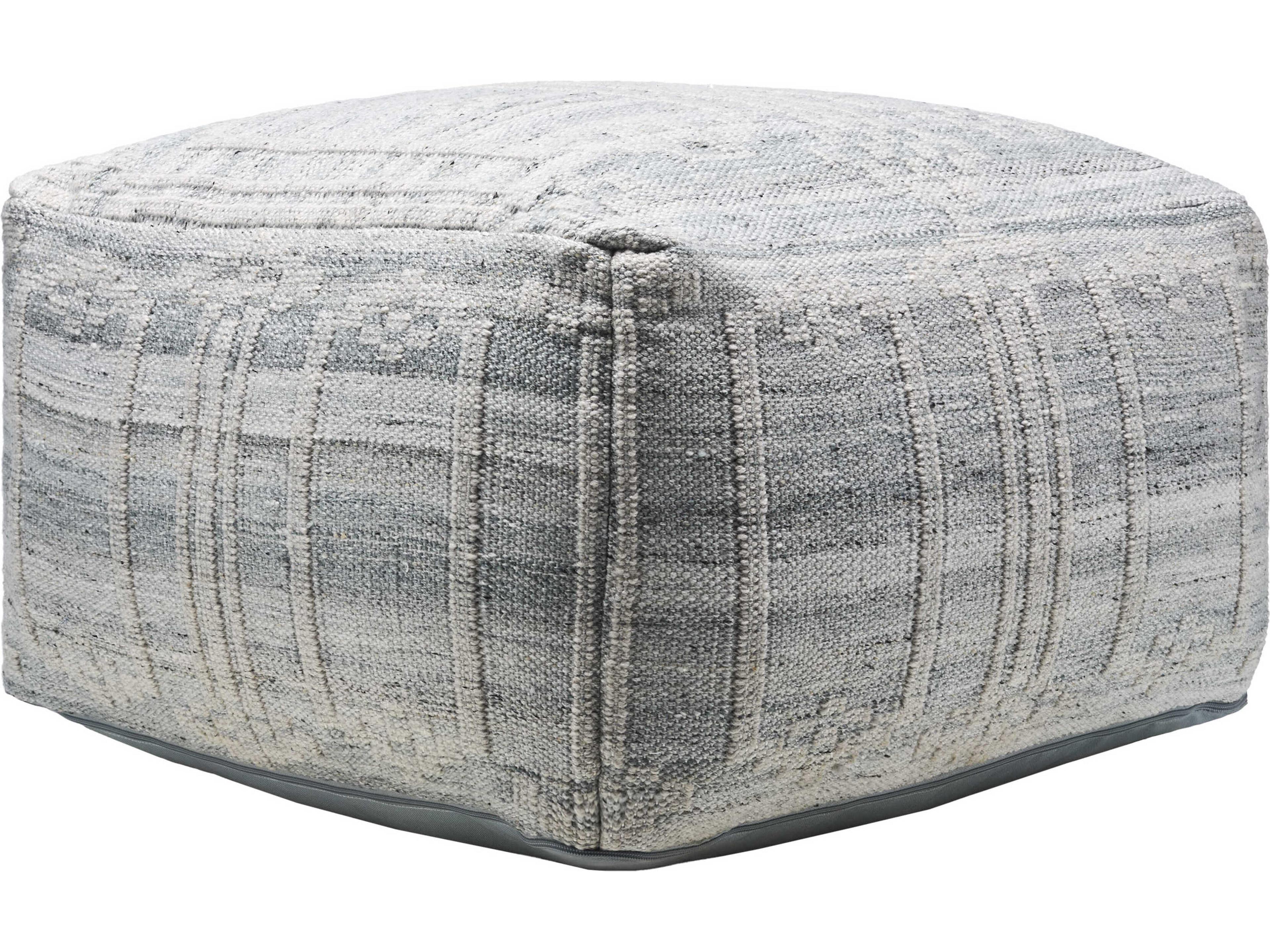 Surya Kenneth Light Blue Upholstered Pouf