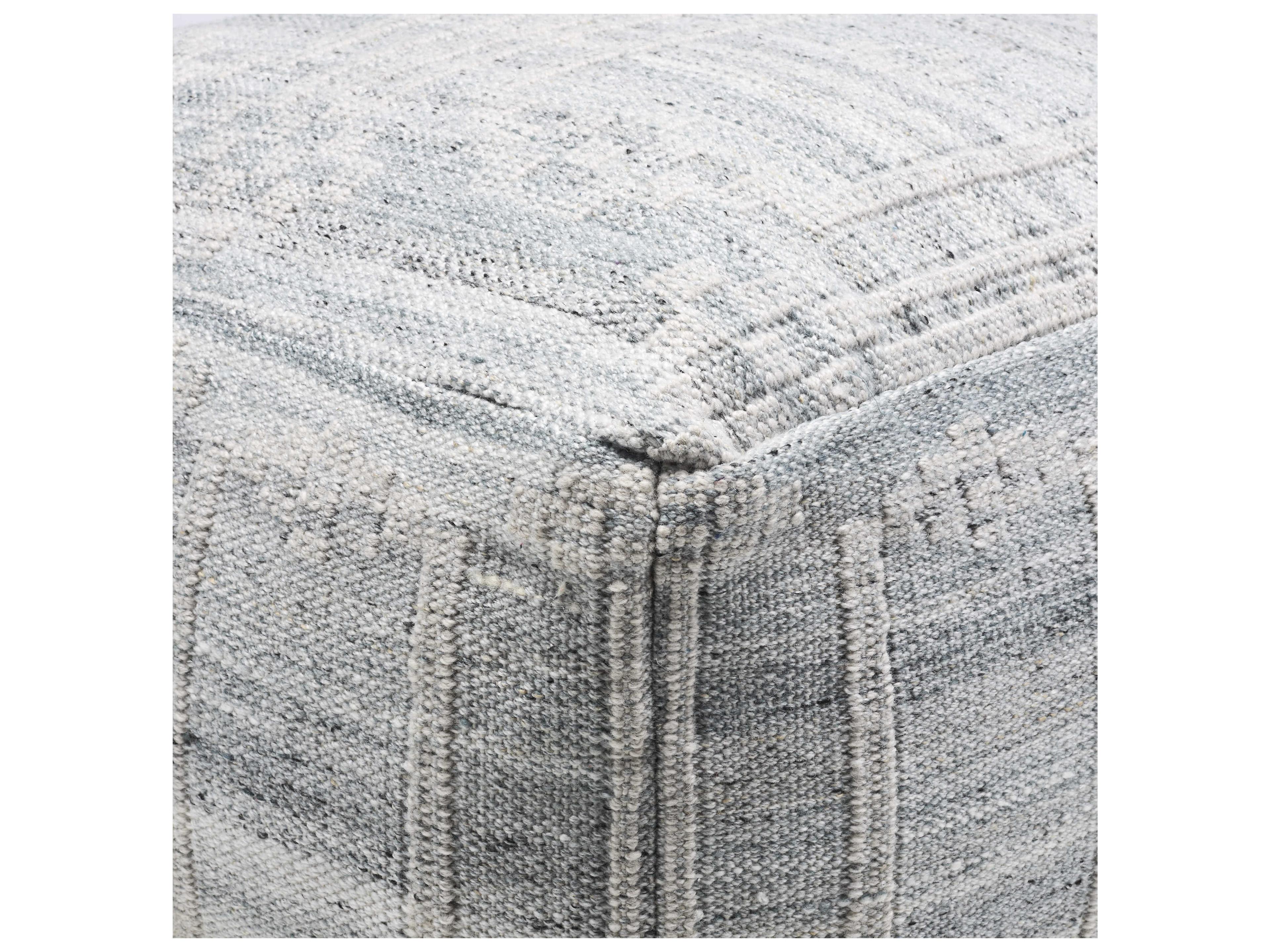 Surya Kenneth Light Blue Upholstered Pouf