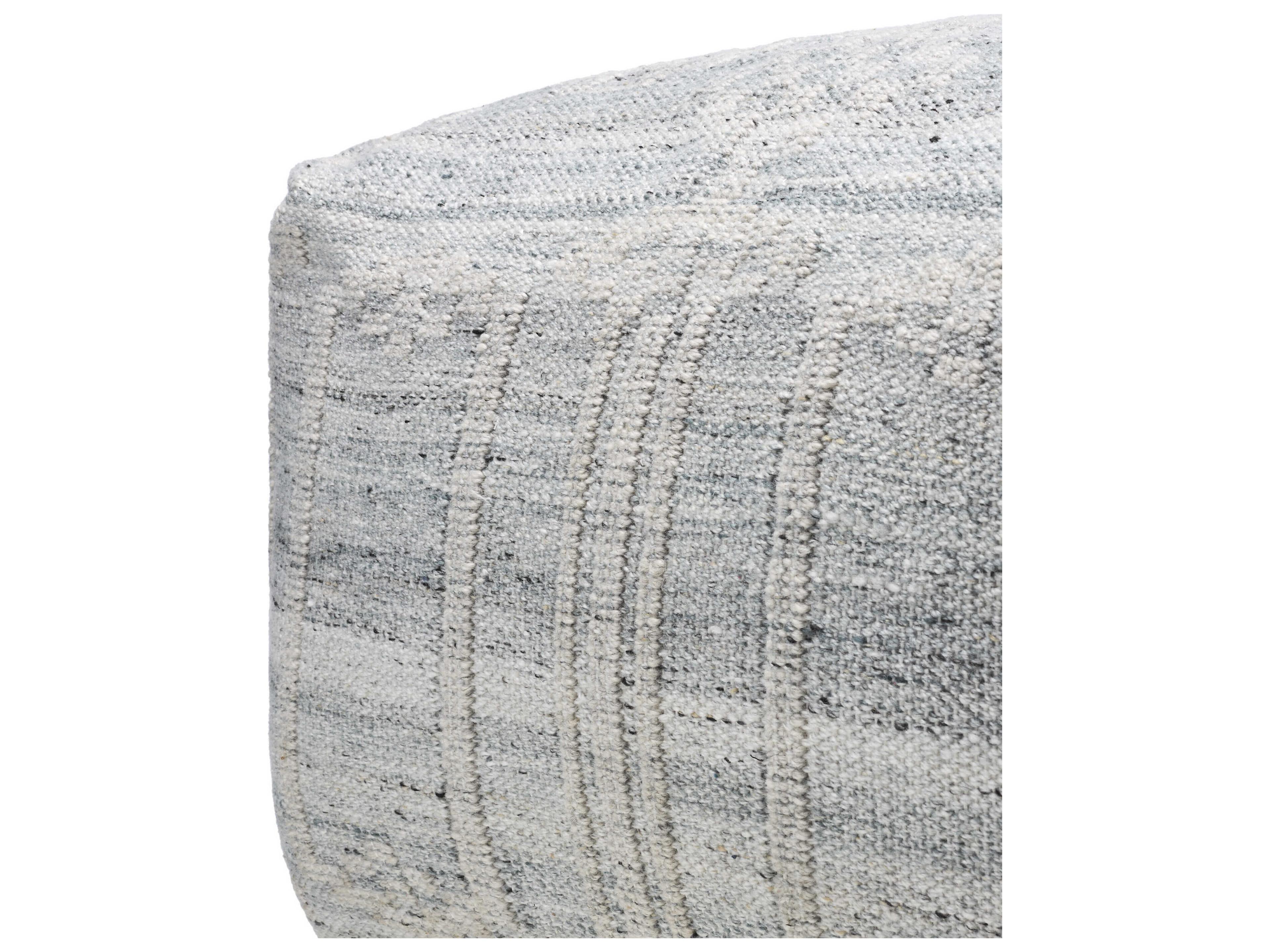 Surya Kenneth Light Blue Upholstered Pouf