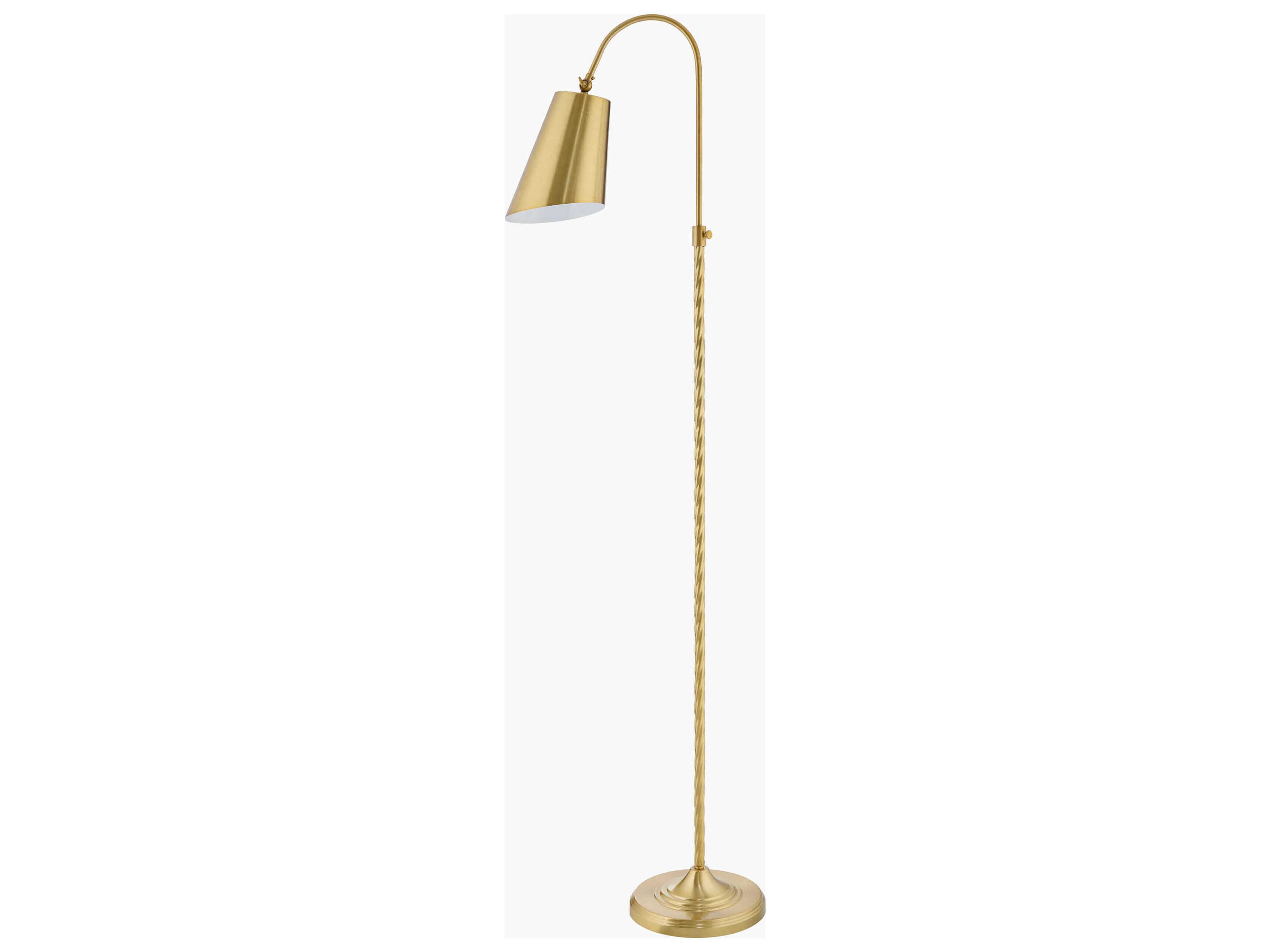 Surya Klawer Metallic Brass White Metal Floor Lamp