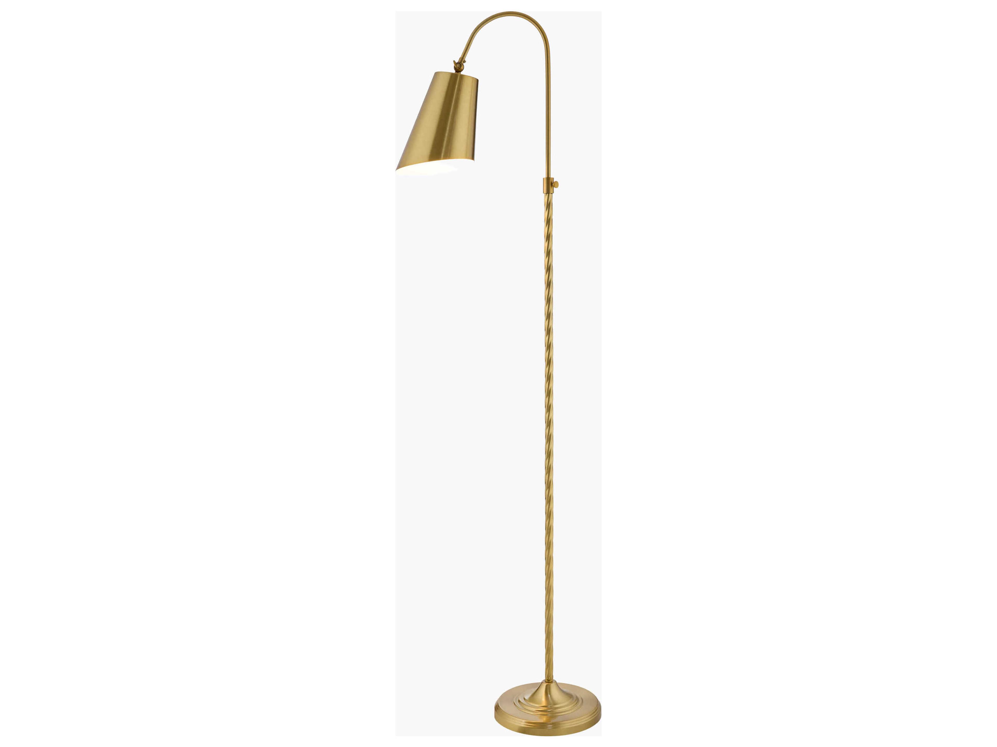Surya Klawer Metallic Brass White Metal Floor Lamp