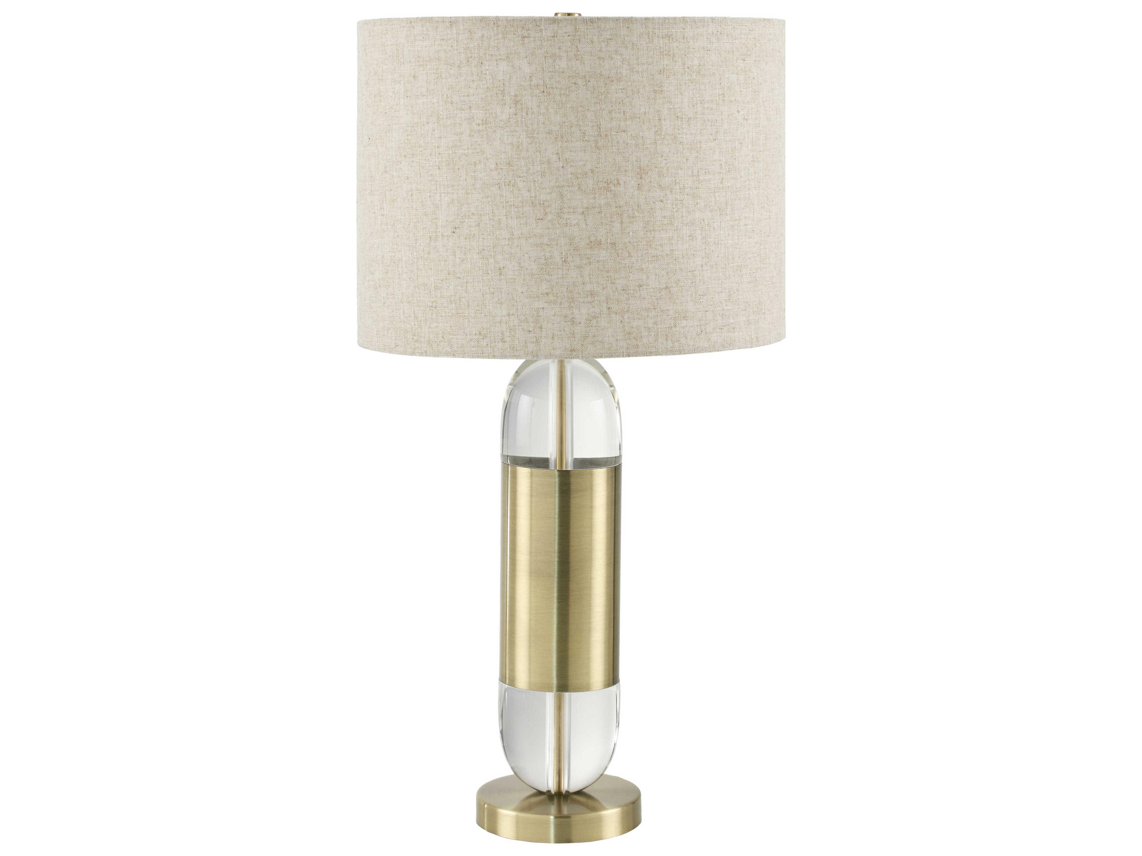 Kamas Clear Metallic Gold Beige Linen Buffet Lamp