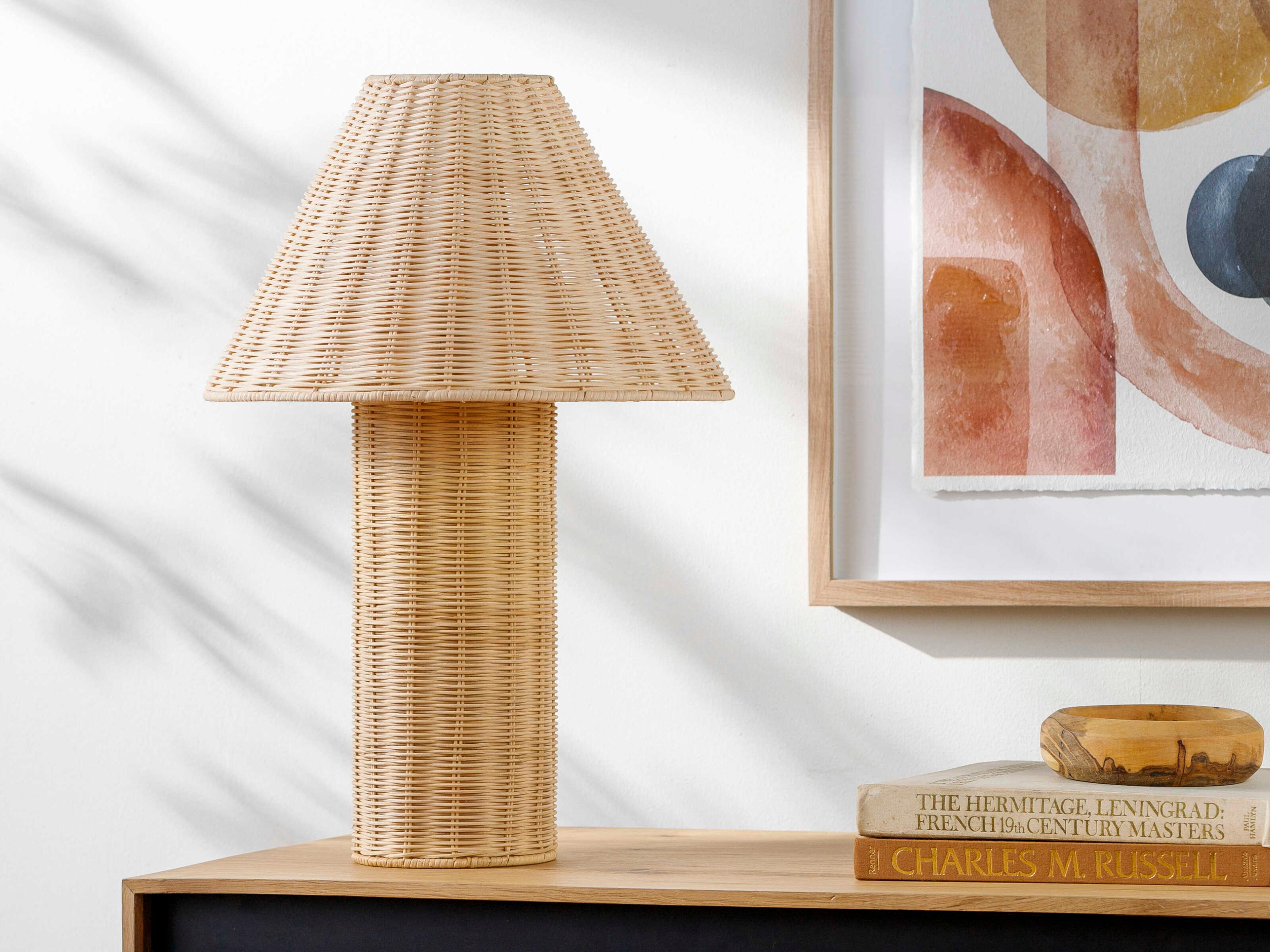 Surya Kenna Beige Rattan Brown Table Lamp