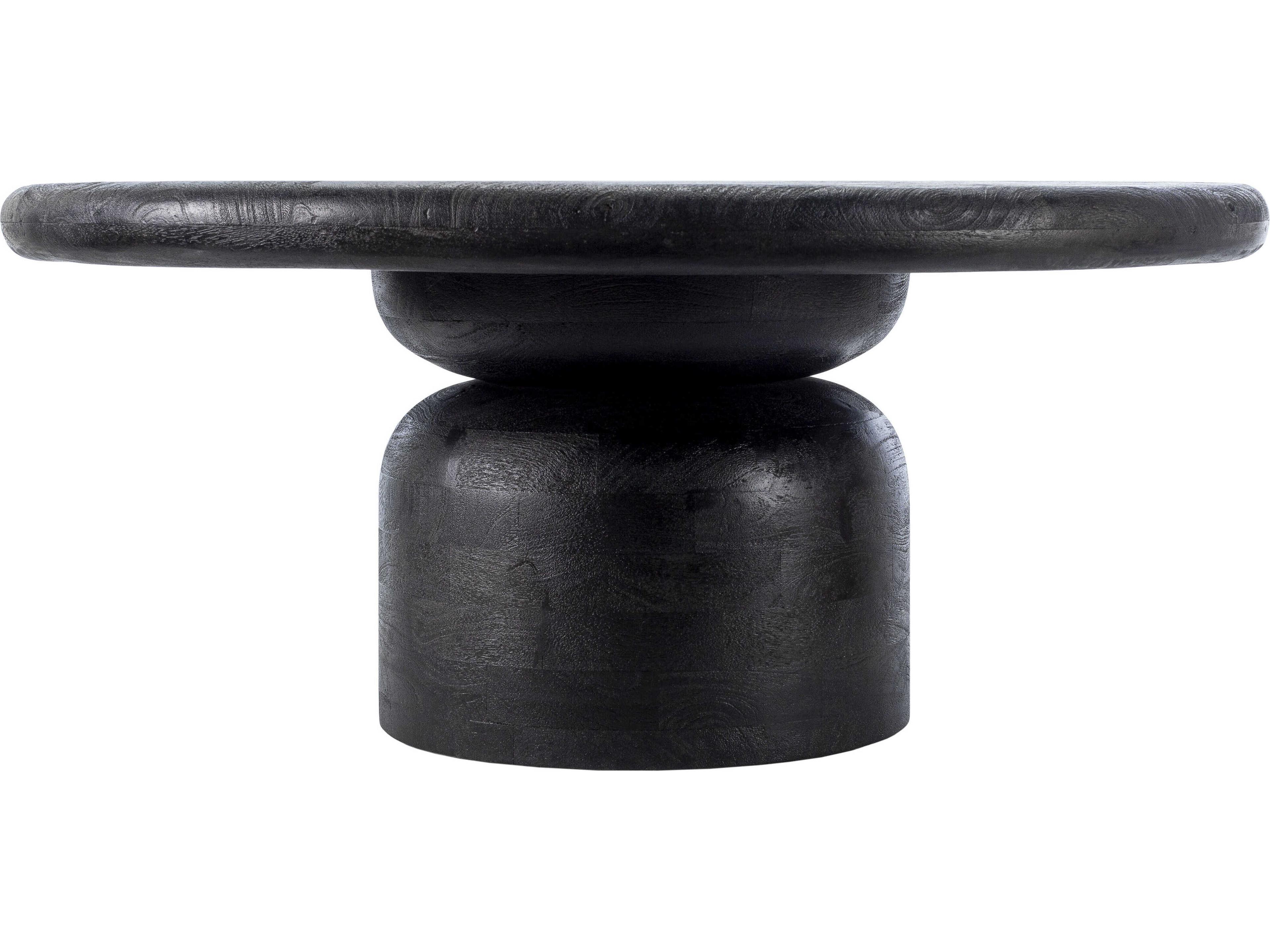 Surya Koben Round Wood Black Coffee Table