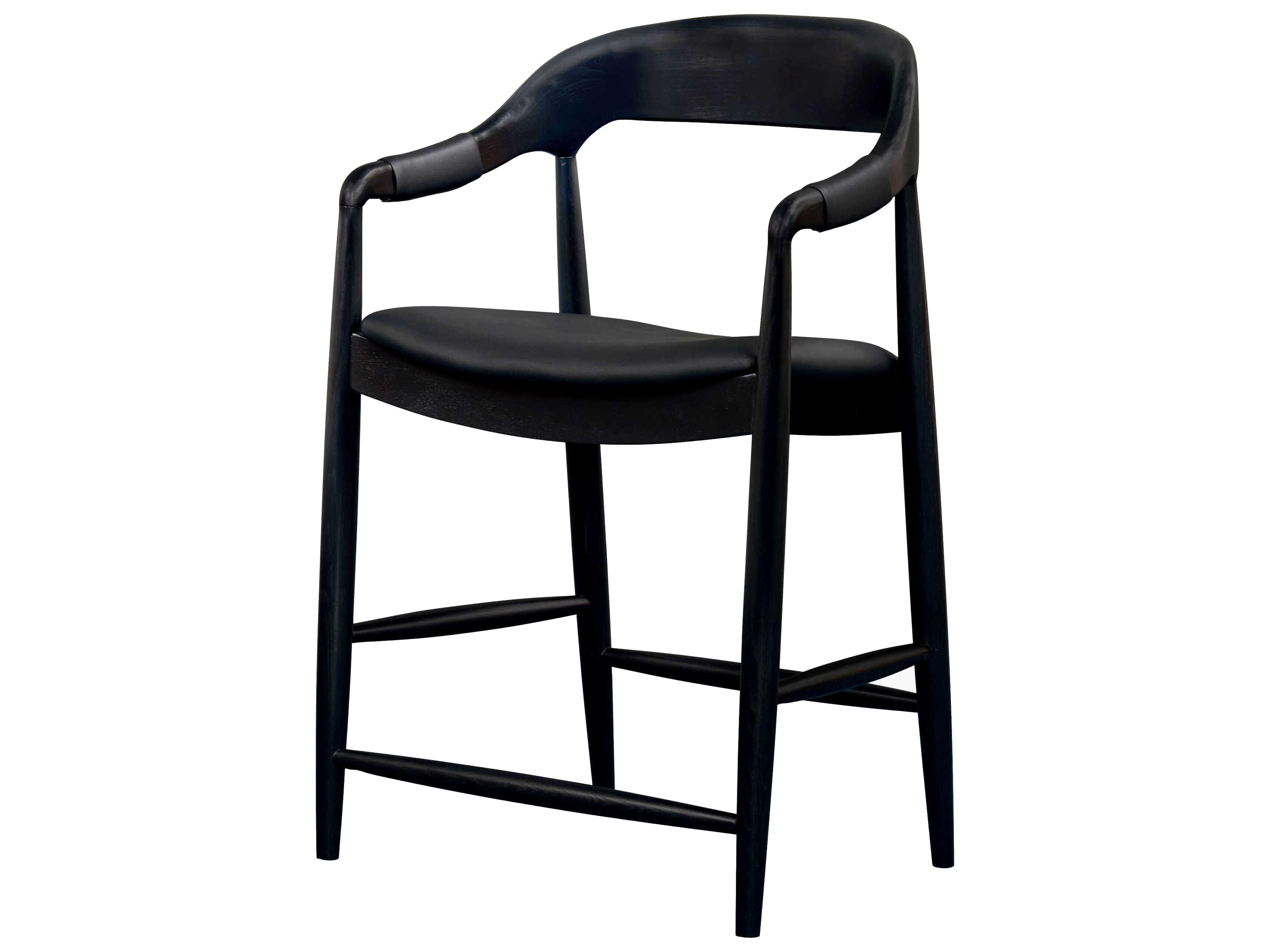 Kisco Black Faux Leather Ash Wood Counter Stool