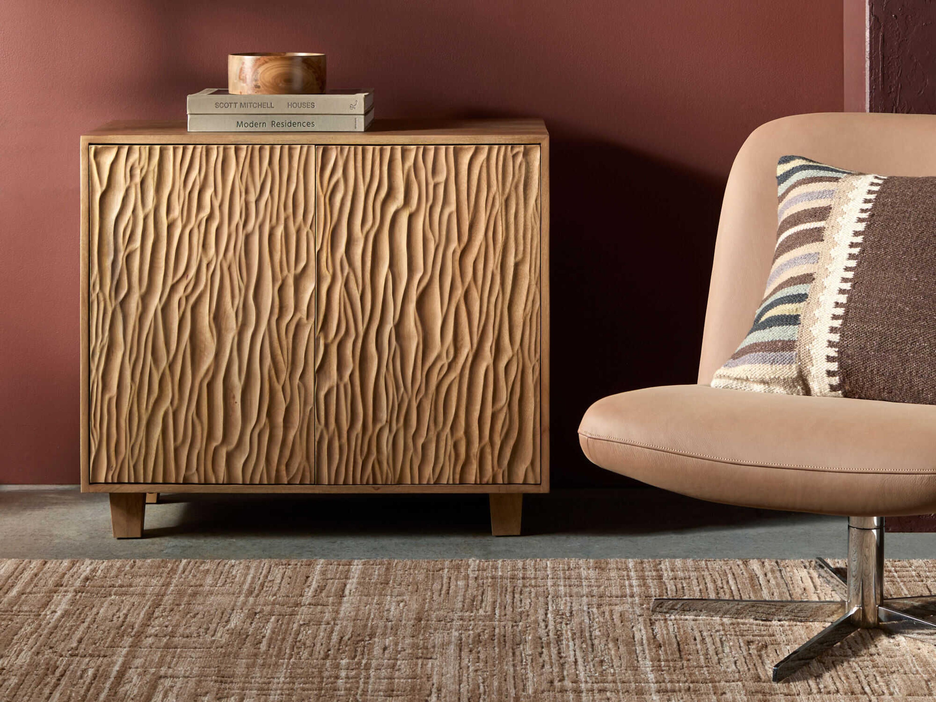 Surya Ledro Beige Mango Wood Accent Cabinet