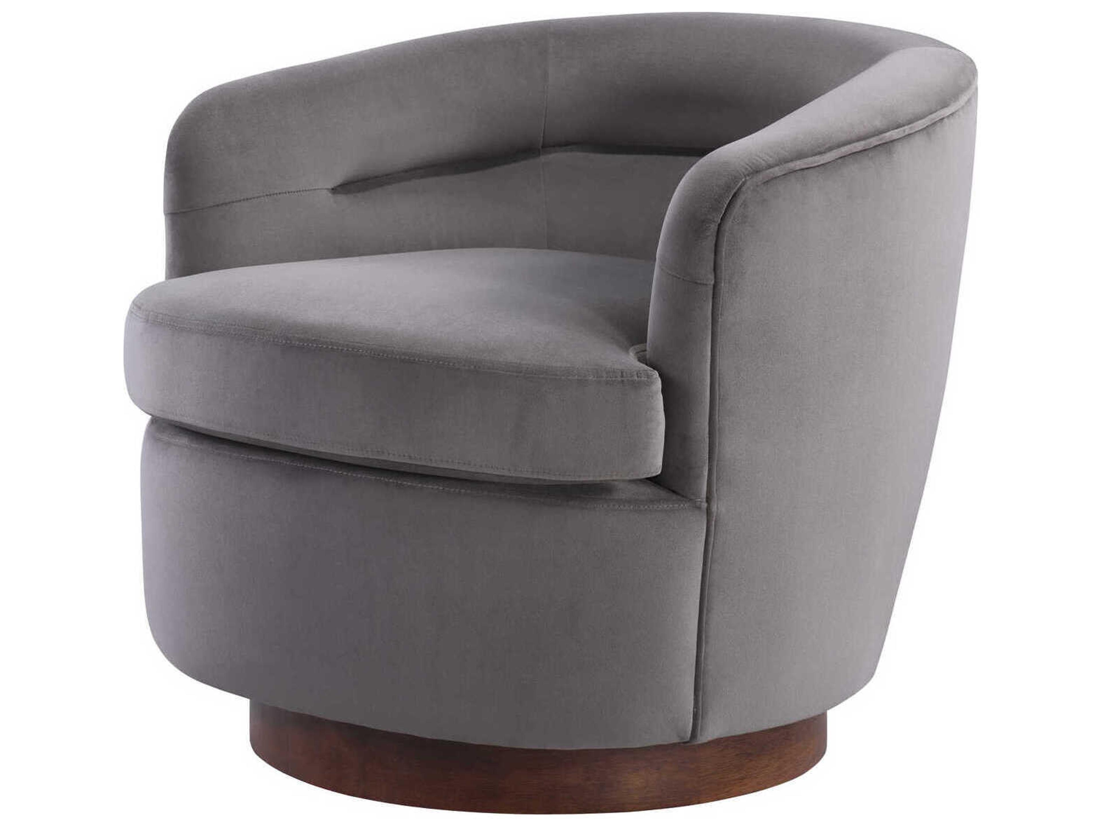 Leigh Swivel Gray Fabric Accent Chair