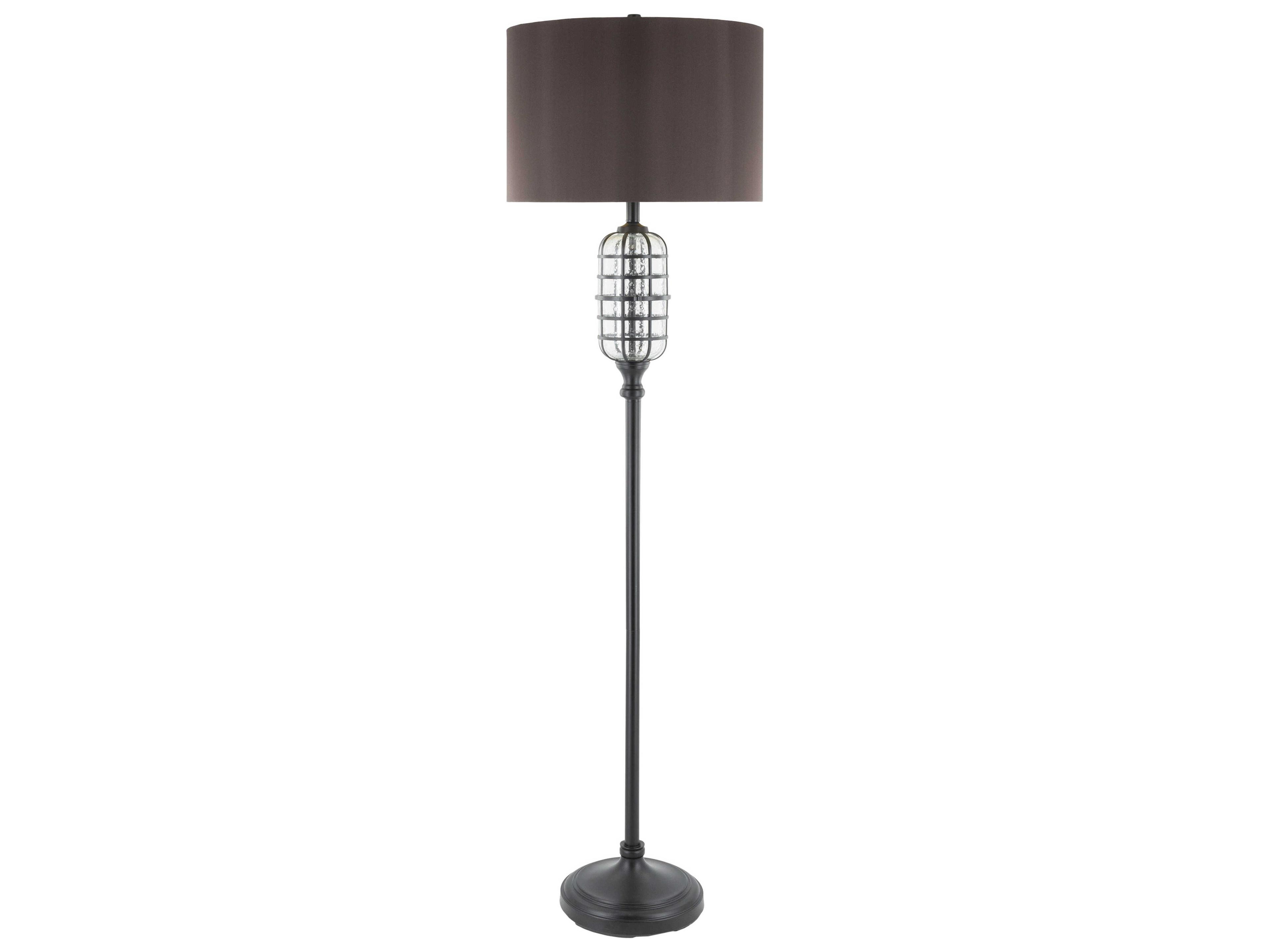 Letty Black White Brown Polyester Floor Lamp