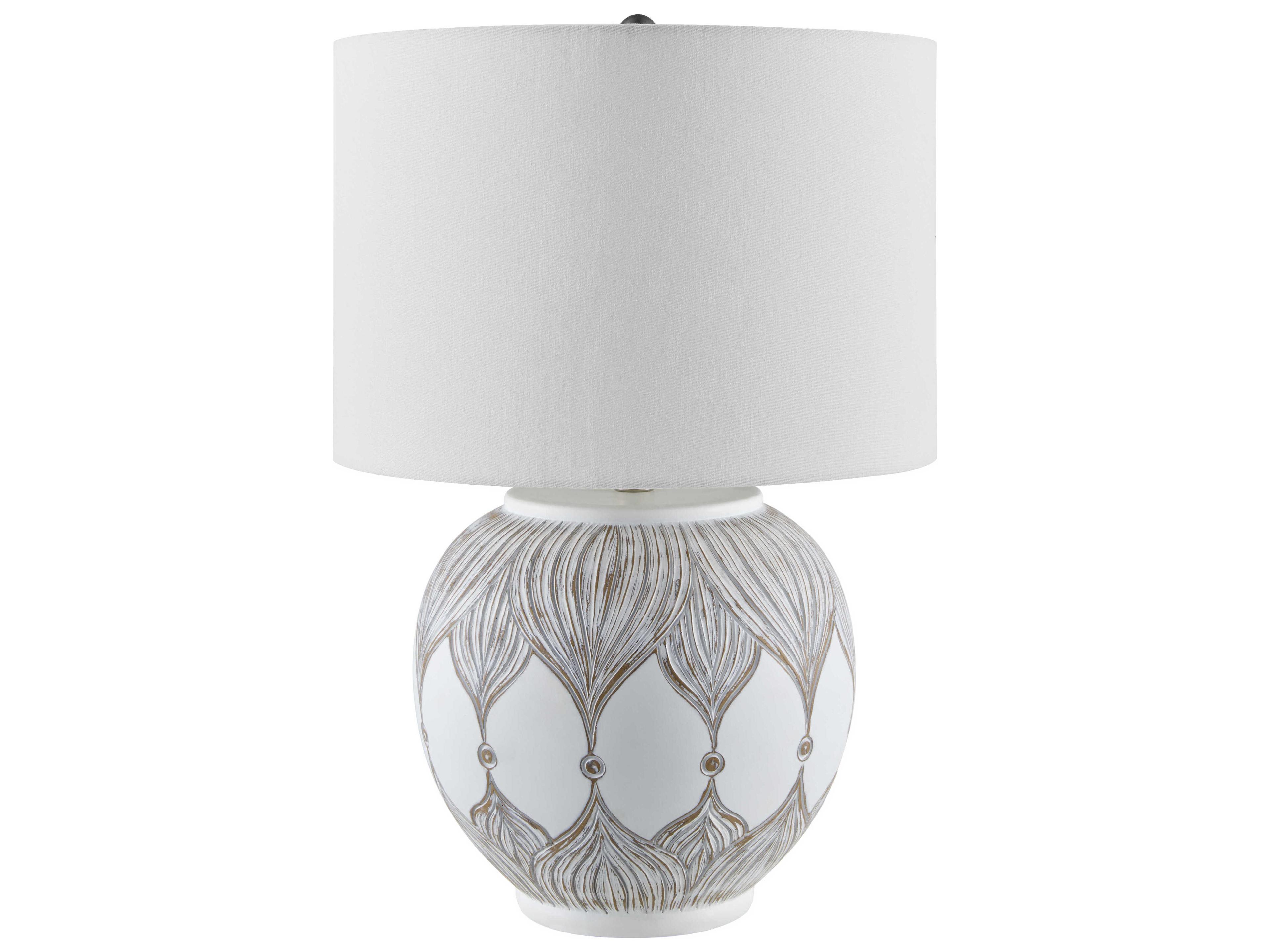 Lafia White Linen Buffet Lamp