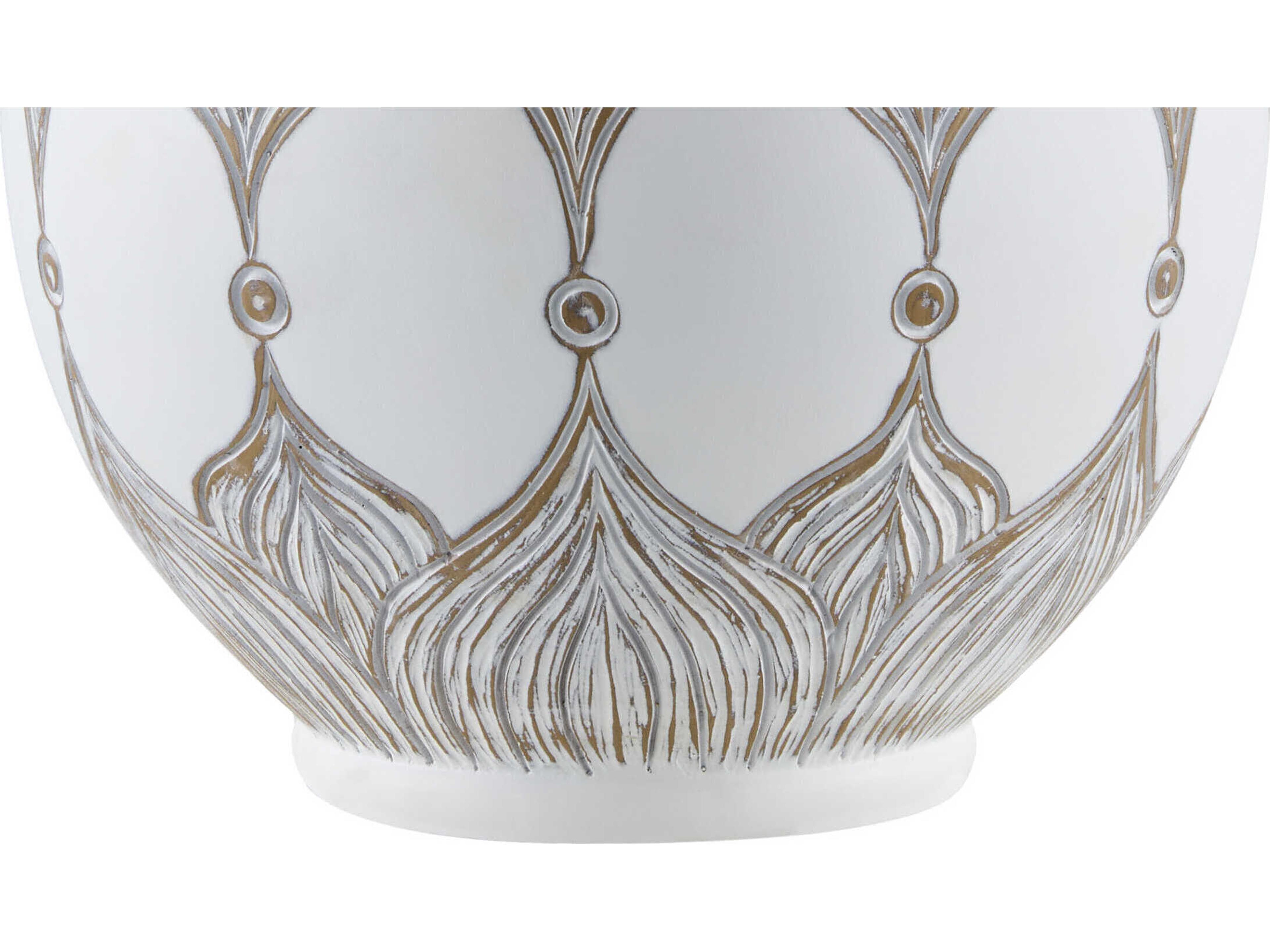 Surya Lafia White Linen Buffet Lamp